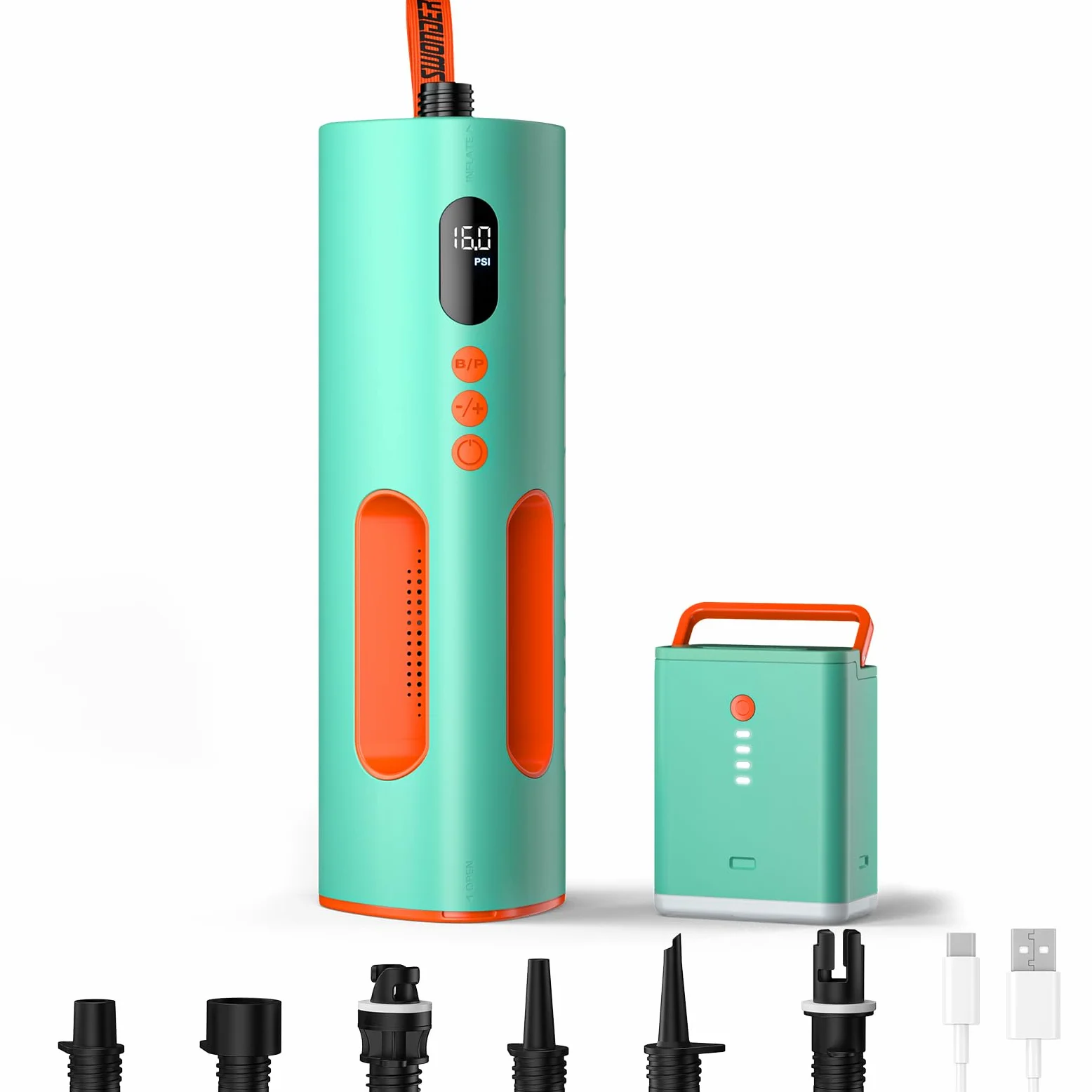Swonder Seafalcon Bomba de tabla de remo, bomba de aire eléctrica recargable 3 en 1 con batería extraíble, bomba portátil para tabla de remo, kayak, inflables, barcos