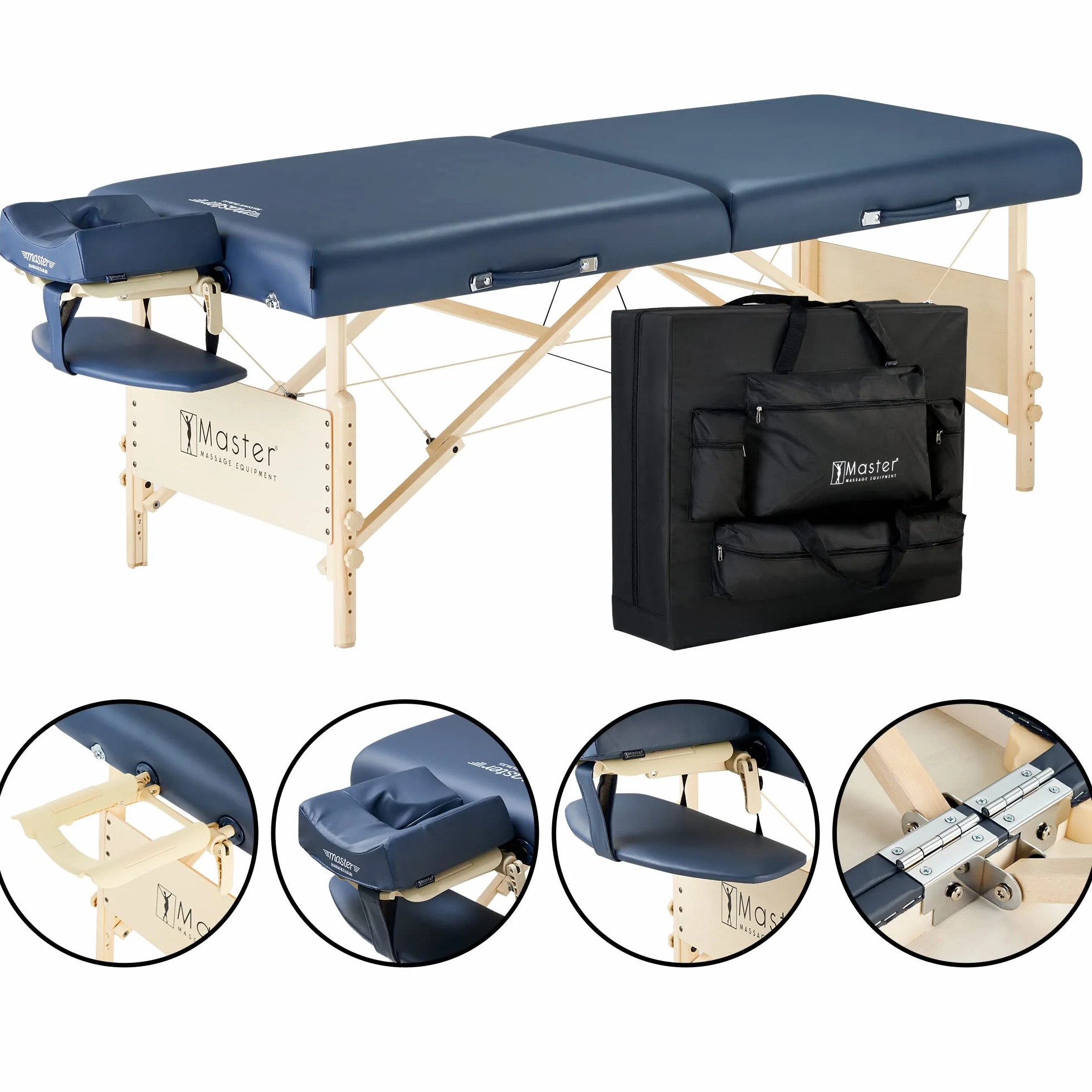Master Massage Coronado Cama de Tatuaje Ajustable Portátil Pro 340 kg 7,6 cm Espuma Azul Real 76 cm