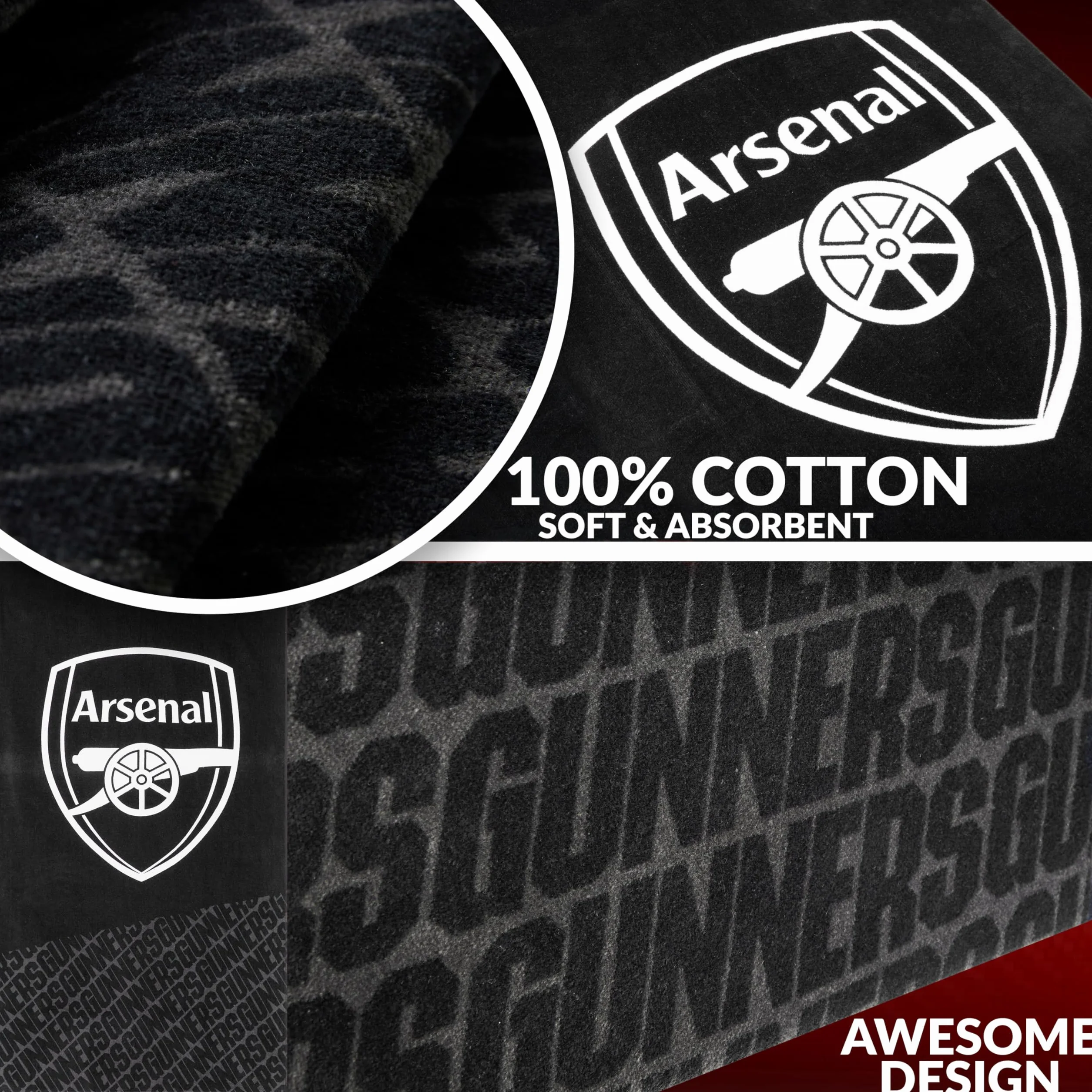 Arsenal F.C. Toalla de algodón 100% secado rápido escudo fútbol 137 cm