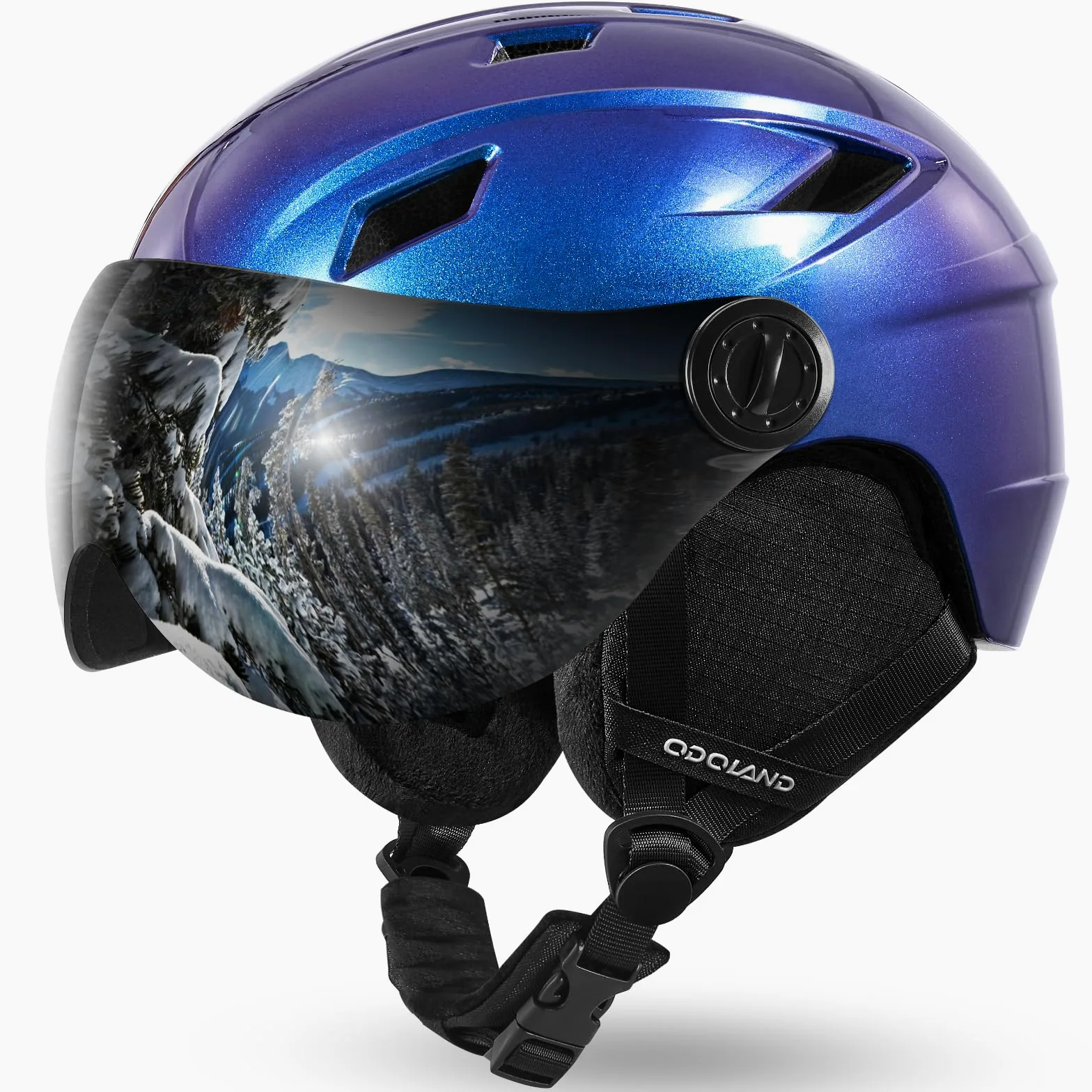 Odoland Casco de Esquí Integral con Gafas de Esquí, Casco Deportivo Unisex para Adultos y Jóvenes, Casco de Esquí con Visera Protección UV 400 y a Prueba de Viento, Casco Integral para Esquí