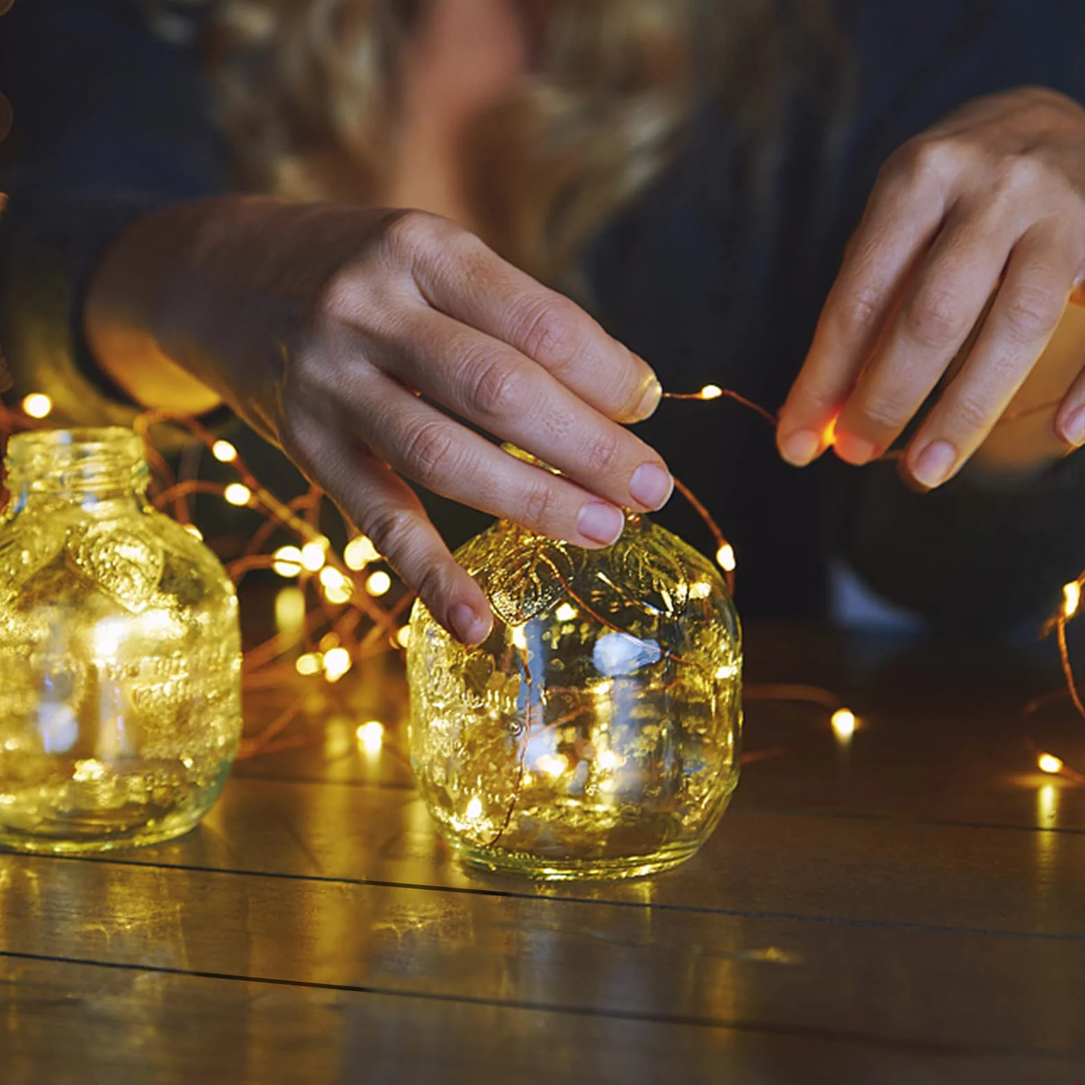 Jsdoin Guirnalda Luces 5M 50 LED Blanco Cálido Interior Hadas Navidad