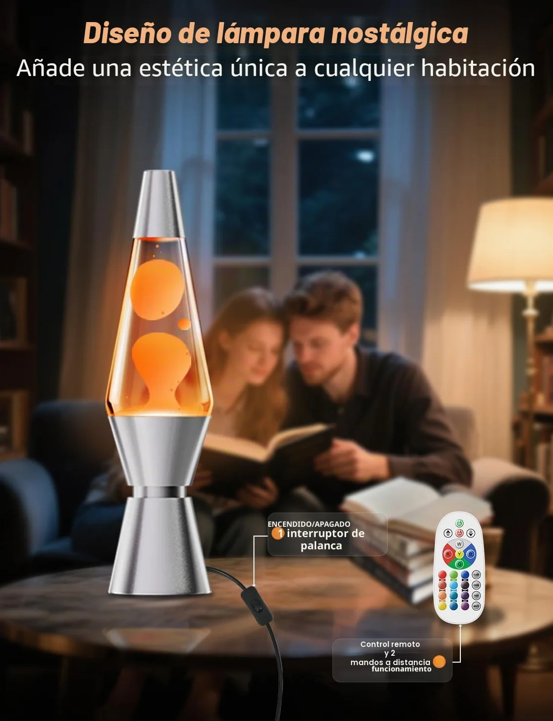 AONESY Lámpara de Lava, 17 Colores con Mando a Distancia, Decoración Retro Hogar