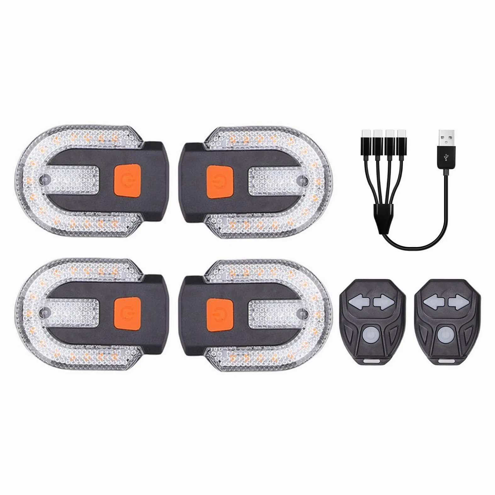 PUSOKEI Juego de 2 Luces Intermitentes para Bicicleta, Luces Traseras LED Recargables por USB con Control Remoto para Conducción Nocturna, Impermeables y Brillantes con Visibilidad de 150 M