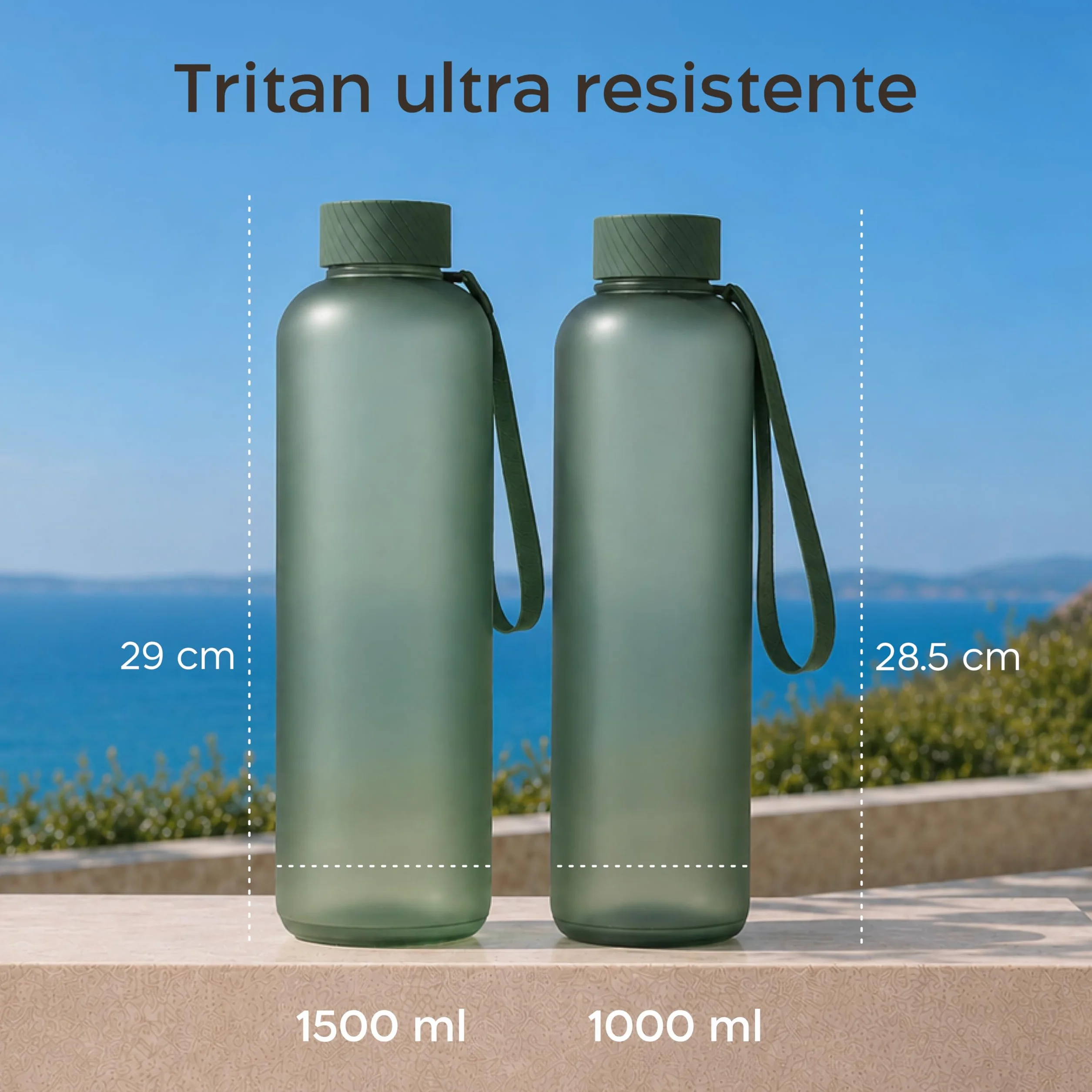 Twinzee Botella Agua 1,5 litro - Sin BPA & Antigoteo, Botella de Agua Deportiva, Oficina, Colegio, Gym, Cantimplora - Tritan Water Bottle, Azul Oscuro