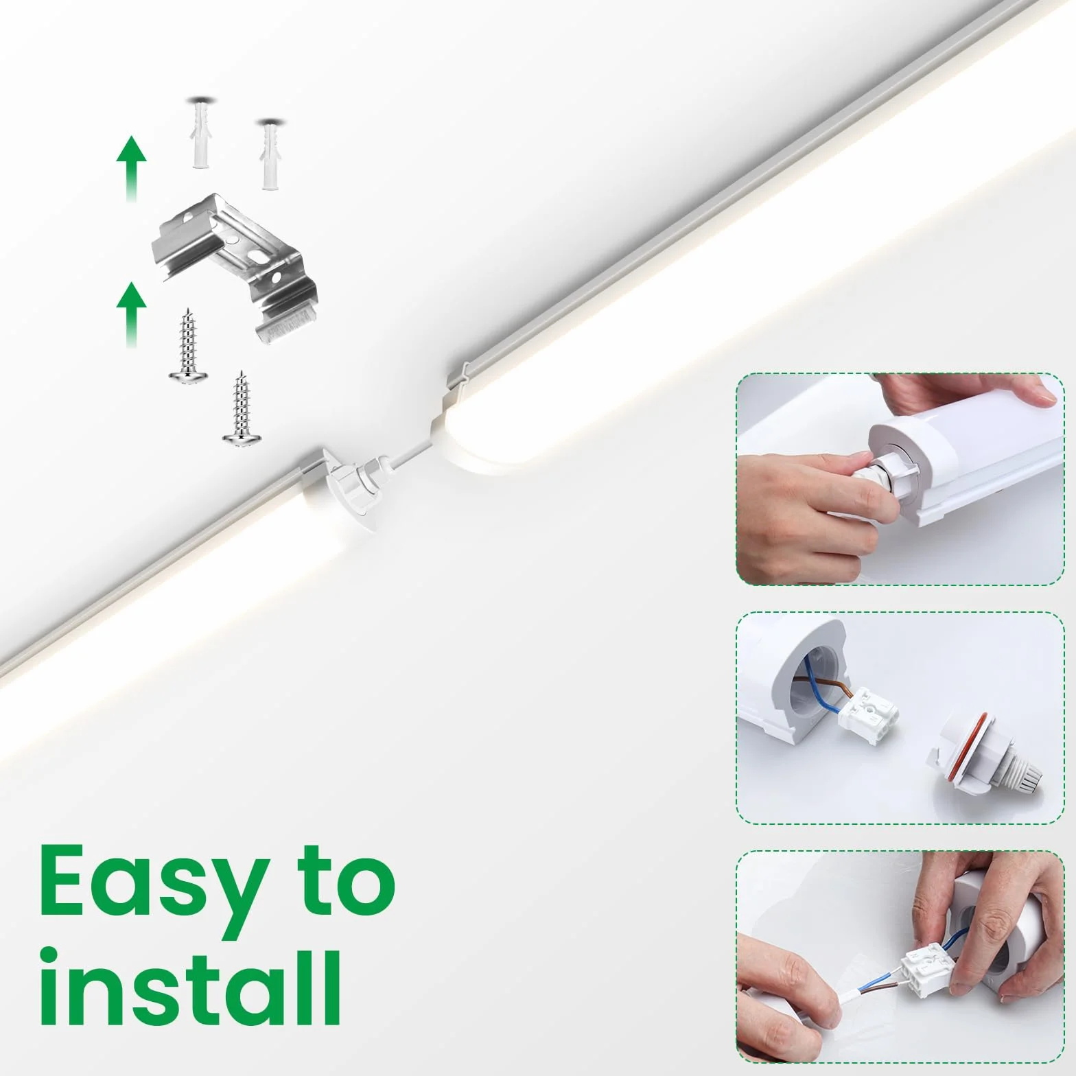 ALUSSO 2Pcs Pantalla LED Tubo Integrado 120CM 36W 4320LM 4000K IP65 Lámparas para Oficina Garaje Taller