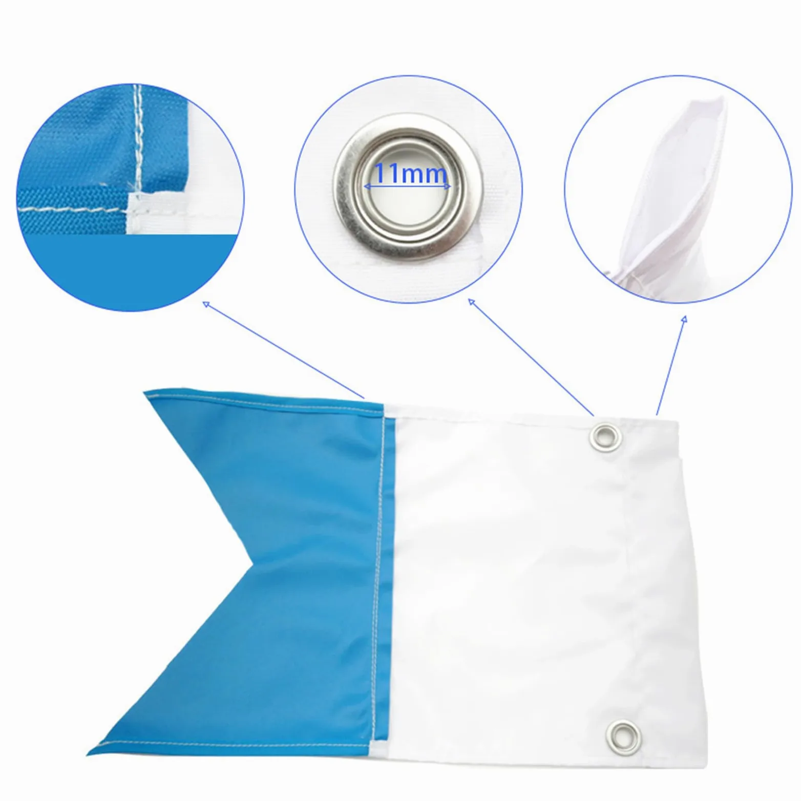 Generisch Set de banderas flotantes de buceo, 35 x 25 cm, 75 x 60 cm, 80 x 50 cm, tamaño azul y blanco, para actividades marinas y seguridad en la piscina, bandera de seguridad para snorkel