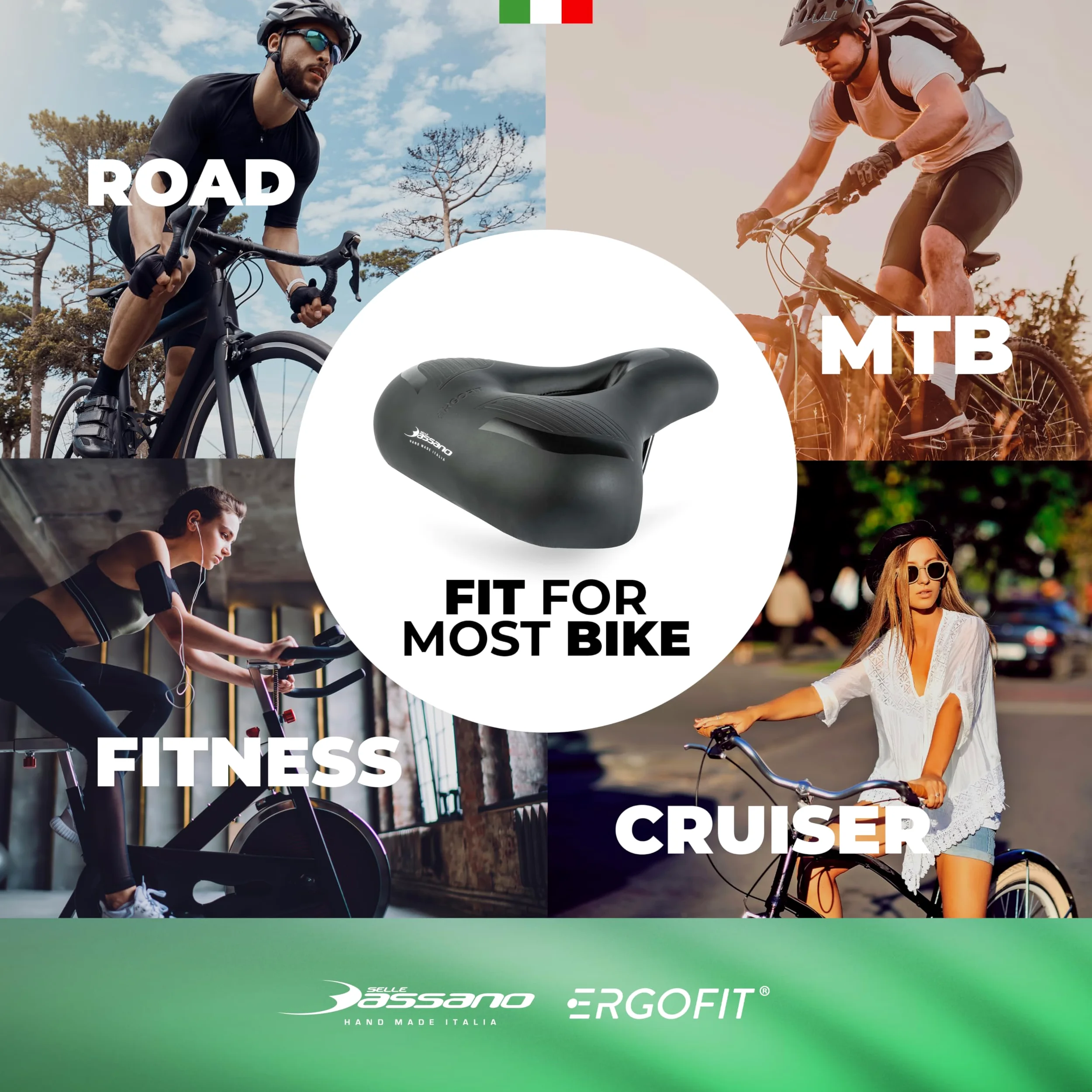Selle Bassano - Viale Ergofit City XXL SIL Ready, sillín para bicicleta con tecnología Ergofit, cómodo y ergonómico, fabricado en Italia