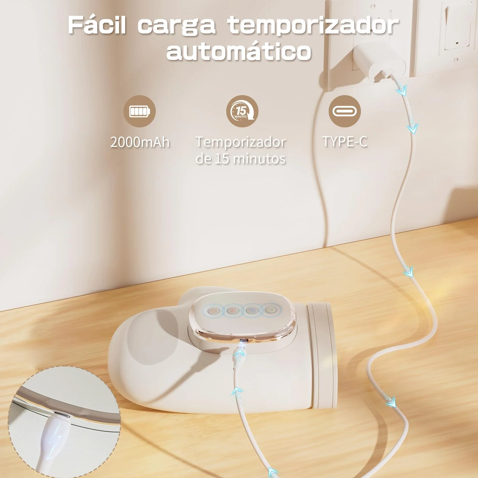 Masajeador de Manos Eléctrico Inalámbrico con Calor y Compresión, 3 Modos 5 Niveles