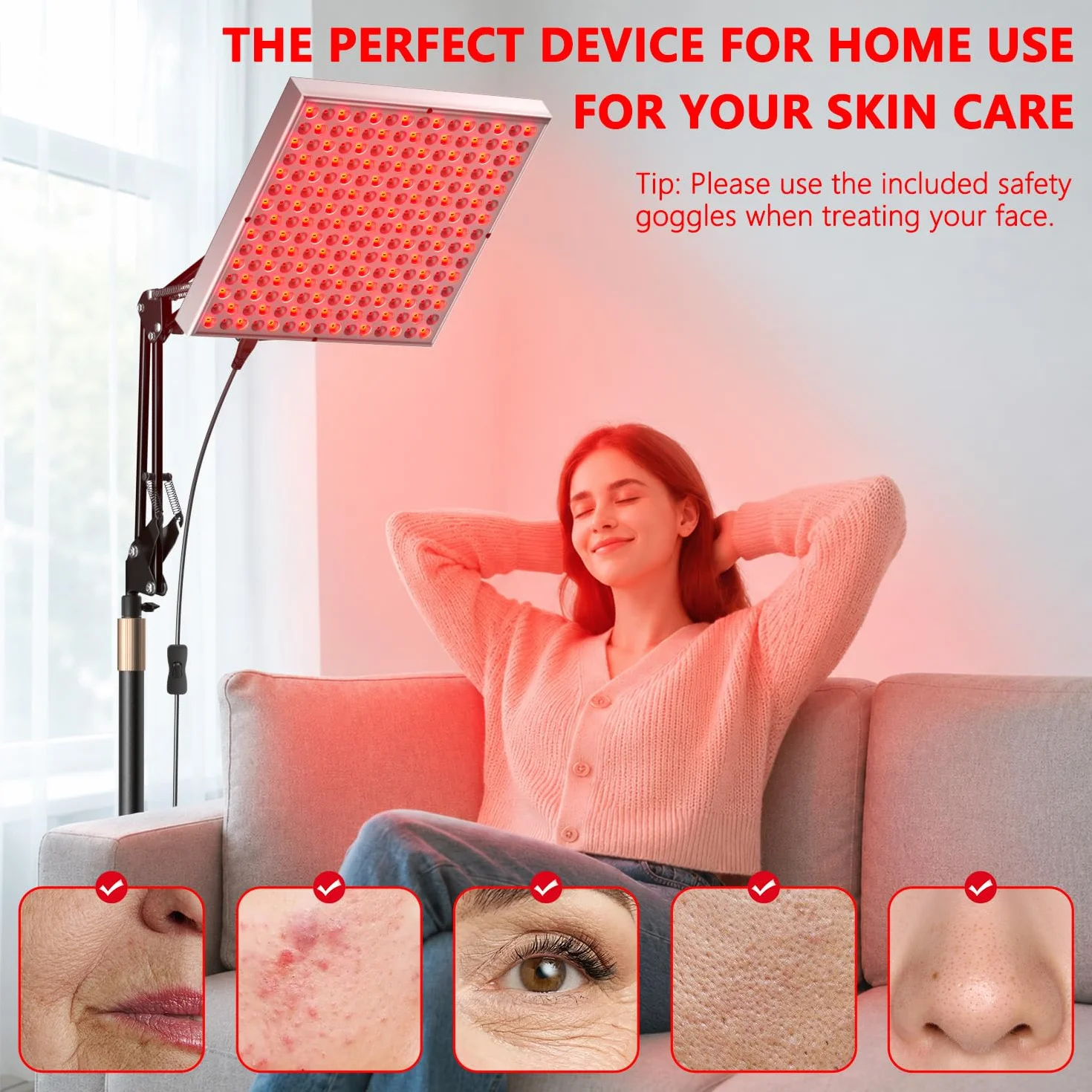 Lámpara de Luz Roja Infrarroja Corporal y Facial 225 LED 660nm 850nm Terapia