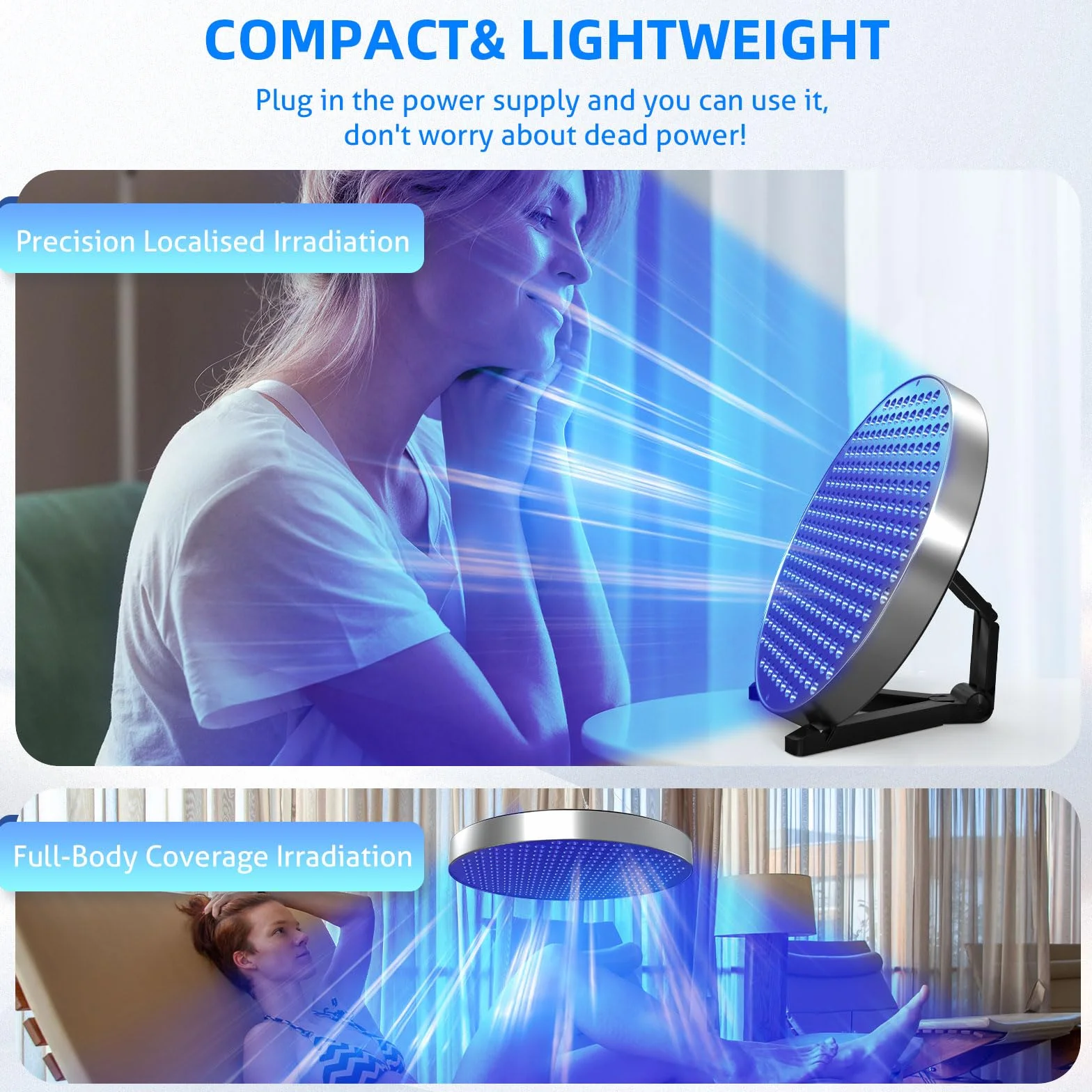 Lámpara de bronceado 460 NM 50 W 250 LED portátil con soporte ajustable