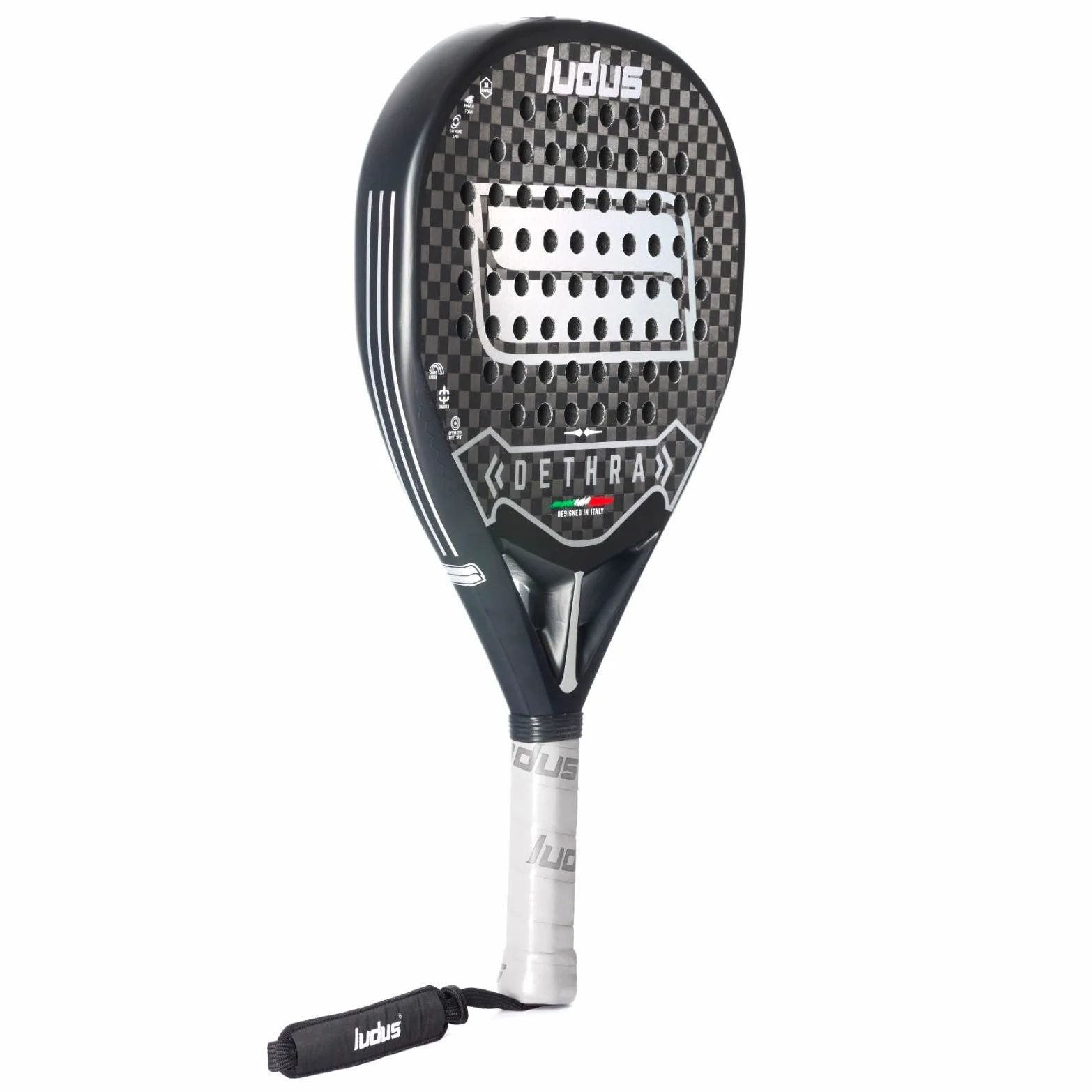 Ludus 2 Palas de Padel Fibra de Carbono 12K, Negro, 360g, con Tecnología EVA Media 15-17, Marco Reforzado, Superficie 3D, 2 Fundas Térmicas Incluidas + Overgrip Padel