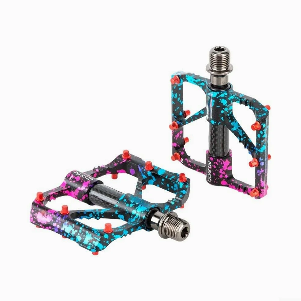 Pedales de bicicleta de aleación de aluminio con rodamientos sellados para ciclismo de carretera MTB, plataforma ancha, diseño plano antideslizante, 9,8 x 9,4 cm