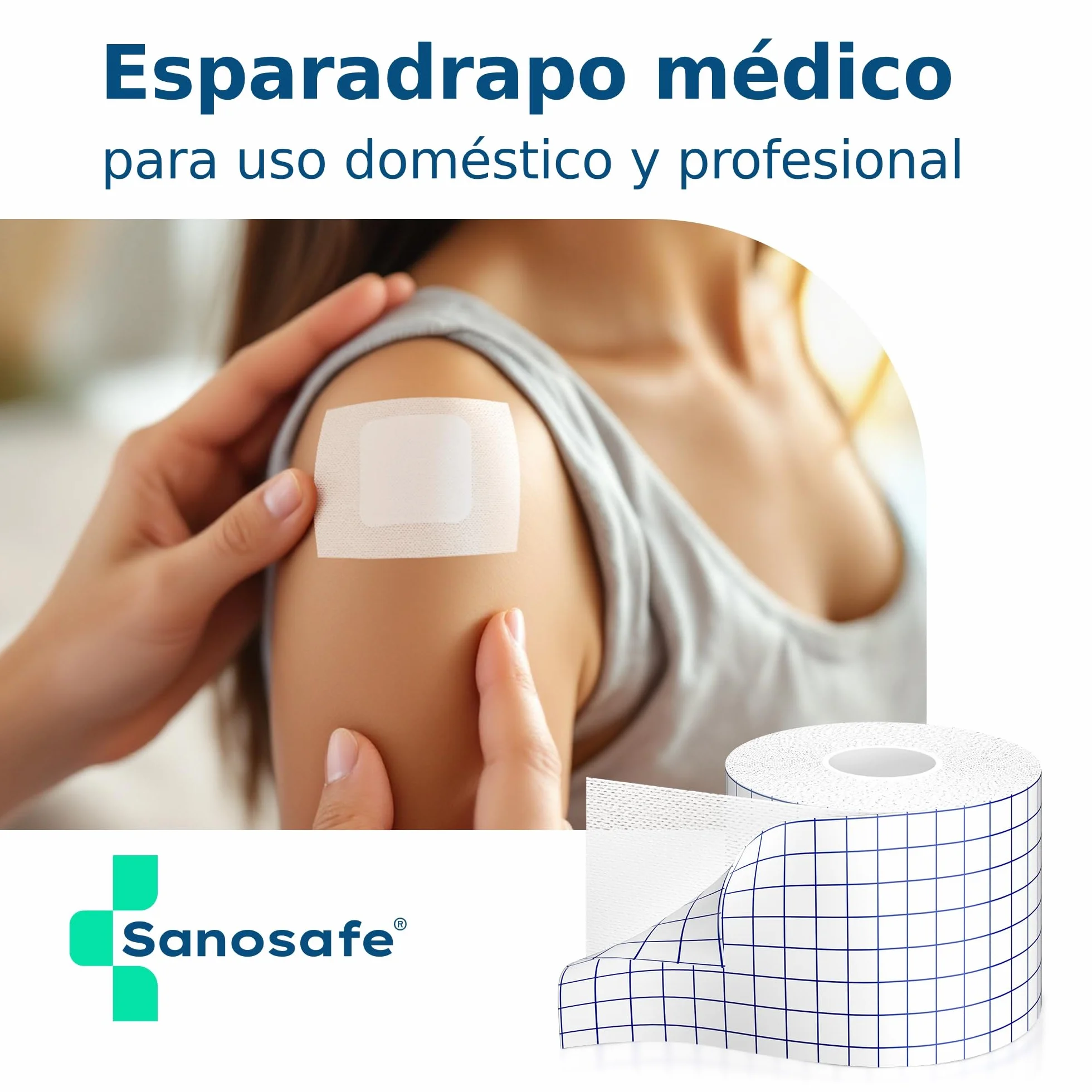 Esparadrapo médico 7,5 cm x 10 m | Cinta adhesiva TNT hipoalergénica transpirable para apósitos