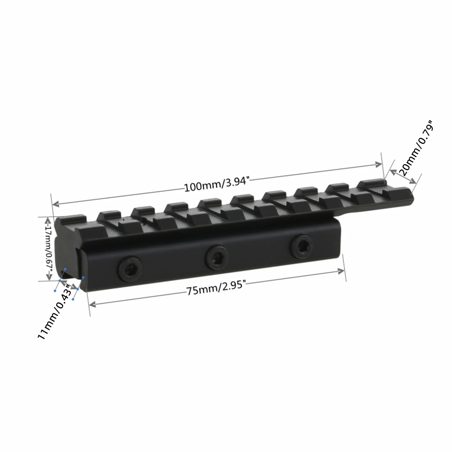 Dophee Dovetail Scope Ampliar el Montaje de 11 mm a 20 mm Rail Adapter