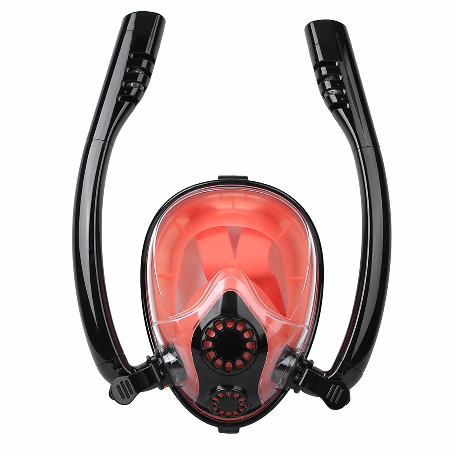 Máscara Facial de Buceo, máscara de Snorkel de Silicona, Protector Facial antivaho con Tubo de respiración para Snorkel, Negro Naranja