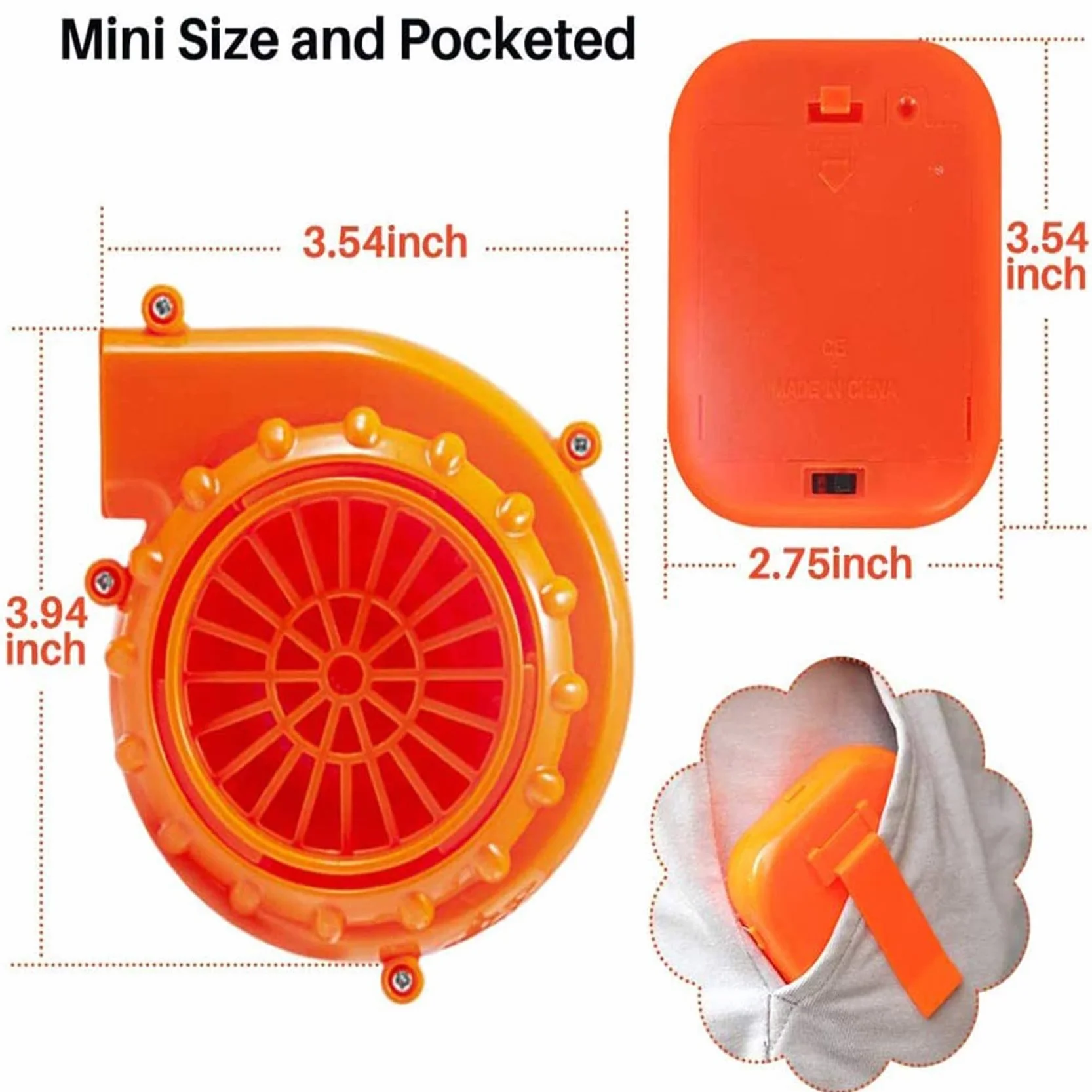 Ventilador Soplador para Disfraz de Dinosaurio o Cabeza de Mascota U de Disfraces Inflables, Naranja