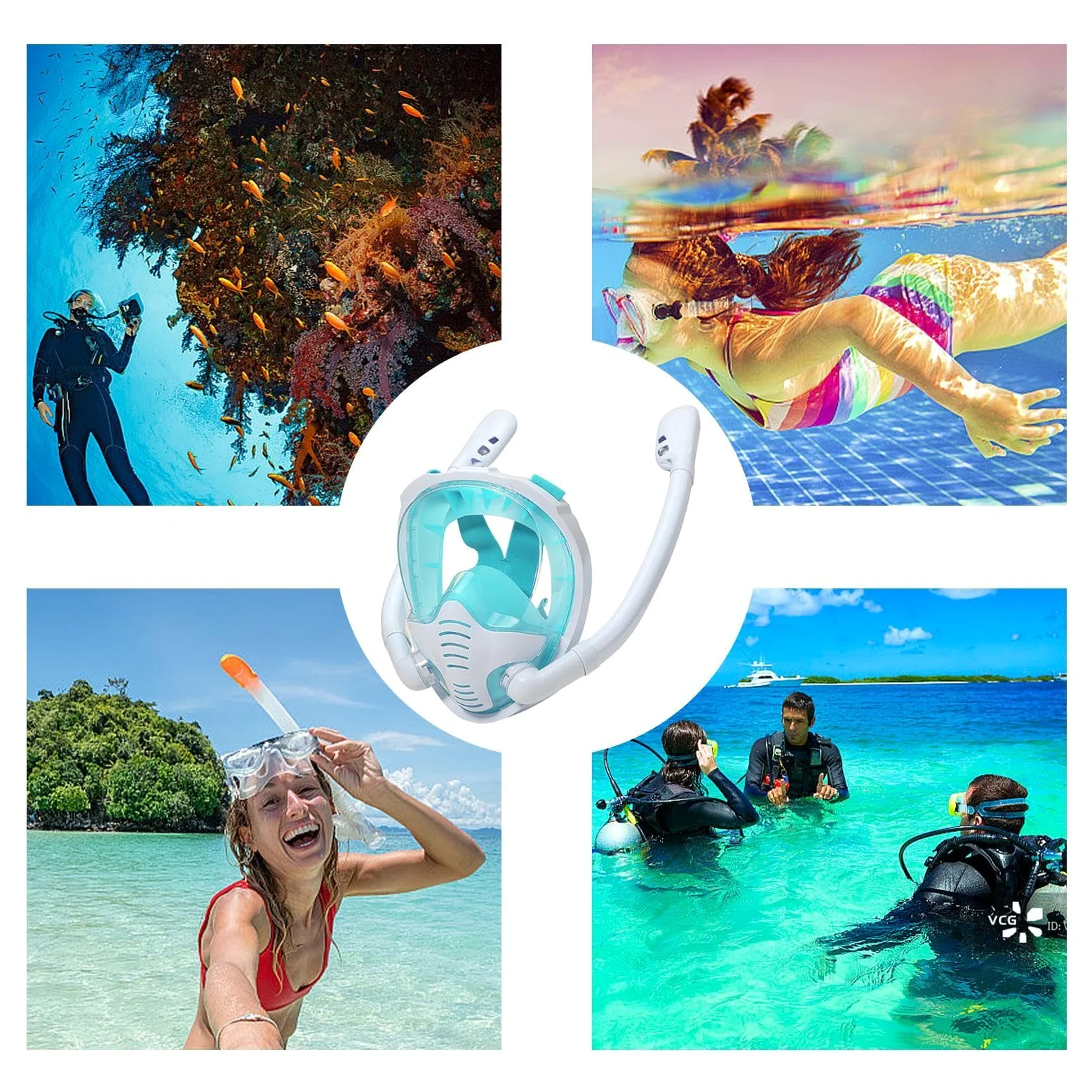 Gafas de buceo de cara completa, gafas de buceo sin fugas, antivaho para adultos, sin fugas, de silicona, para cabeza de natación, cubierta de cabeza de buceo para hombres