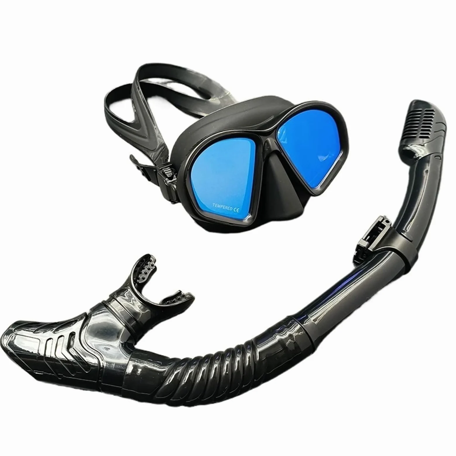 Buceo Máscara de Snorkel Gafas de Buceo Libre de Silicona de pequeño Volumen con Lentes de Colores y máscara de Baja opacidad, Juego de Tubos para Buceo