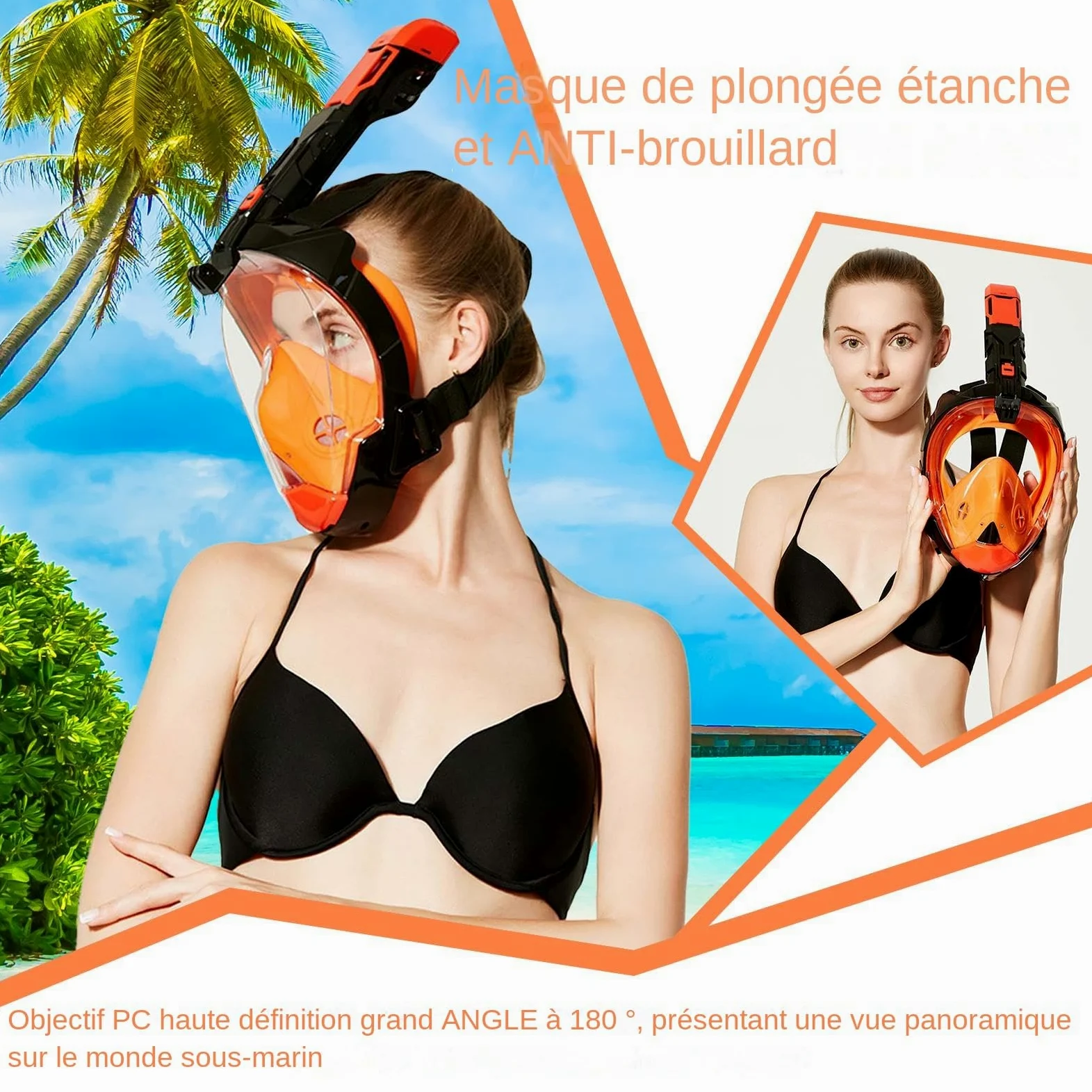Máscara de Buceo Integral | Máscara de Snorkel con Vista Panorámica,Equipo de Respiración Automático de Drenaje para Buzos y Viajeros