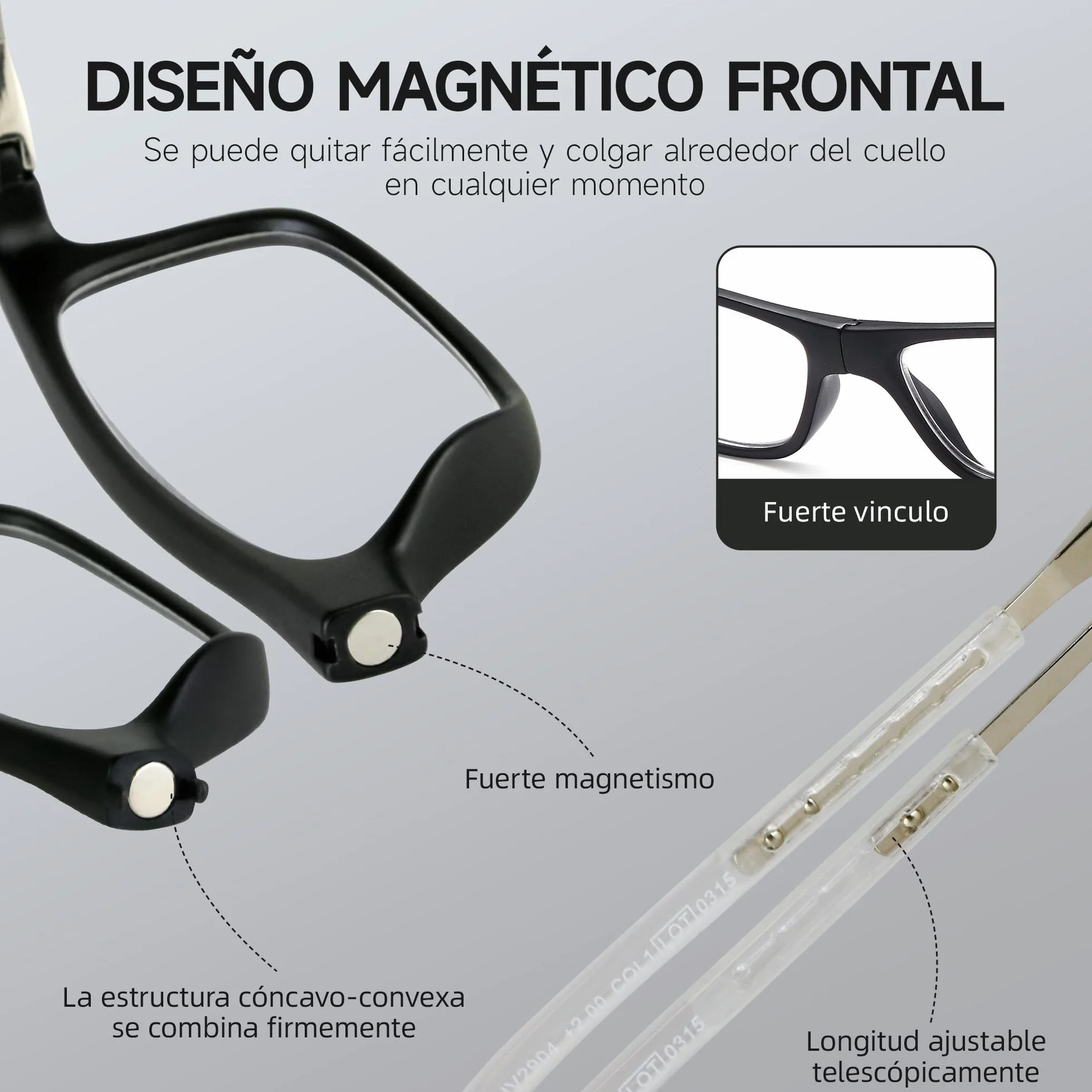NEW VISION Gafas Presbicia Hombre Cierre Imán Longitud Ajustable NV2904