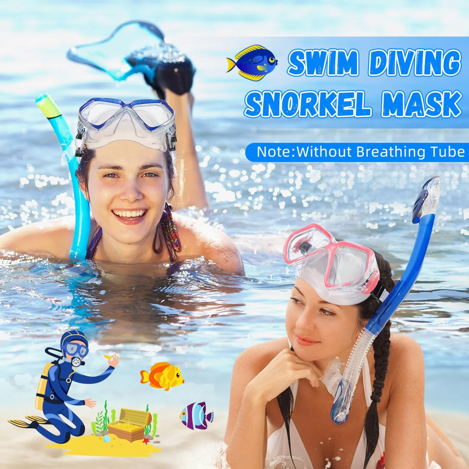Flutesan 6 gafas de natación con cubierta de nariz para adultos, gafas de piscina, natación, buceo, gafas de natación