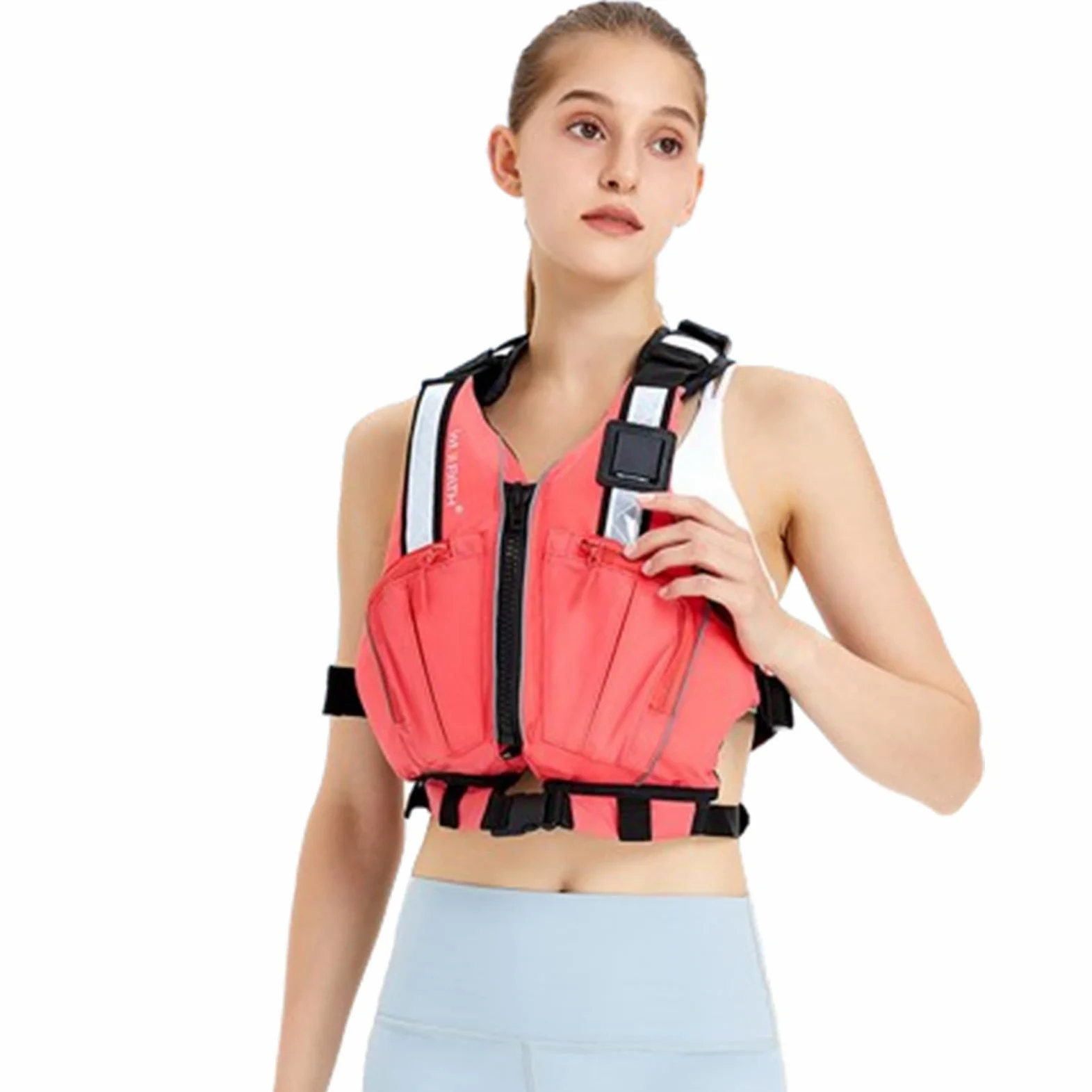 Chaleco Salvavidas para Adultos con Tiras Reflectantes, Chaleco De Natación Flotante De Seguridad Ajustable para Deportes Acuáticos, Pesca, Rafting, Kayak