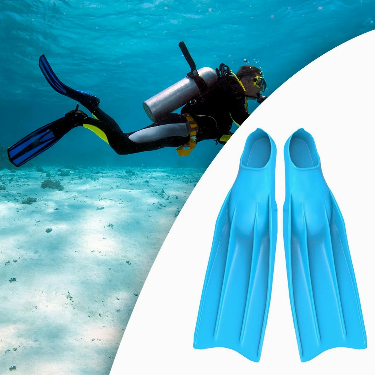 Aletas de Snorkel, Aletas Largas de Silicona, Aletas de Buceo Portátiles Y Cómodas para Adultos, Aletas de Natación de Viaje, Aletas de Buceo