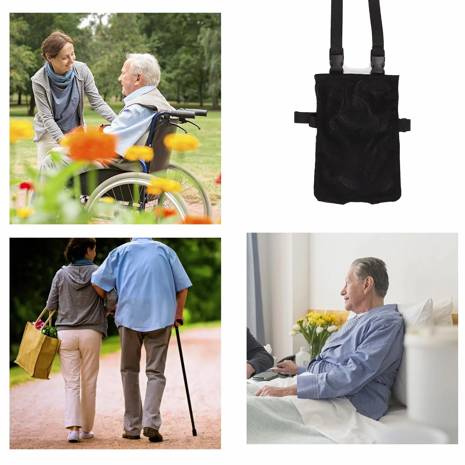 Bolsas para catéter universal, soporte elástico, correa de hombro ajustable (Negro)