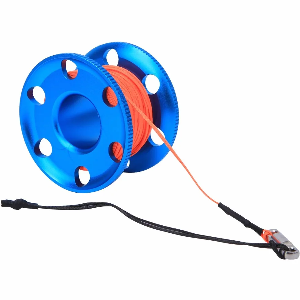 SUNGOOYUE Carrete de Buceo Multiusos, Línea Naranja Fluorescente, Carrete de Carrete de Dedo para Buceo con Clip de Doble Extremo para Actividades de Buceo Técnico en Cuevas