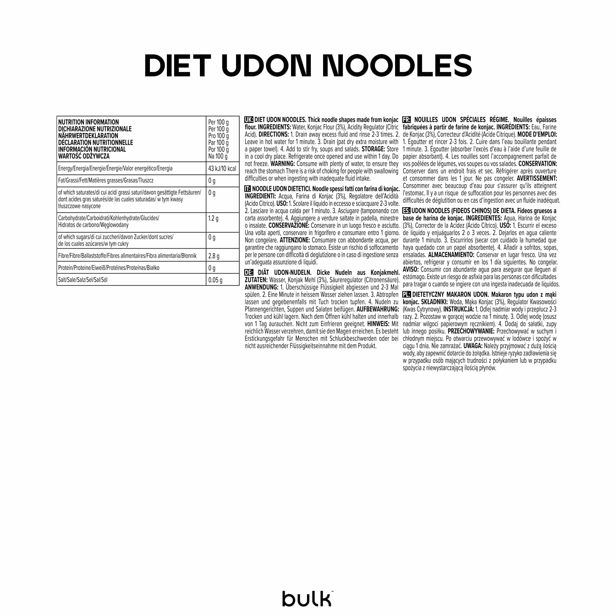 Bulk Udon Noodles De Konjac 200 g Caja de 6