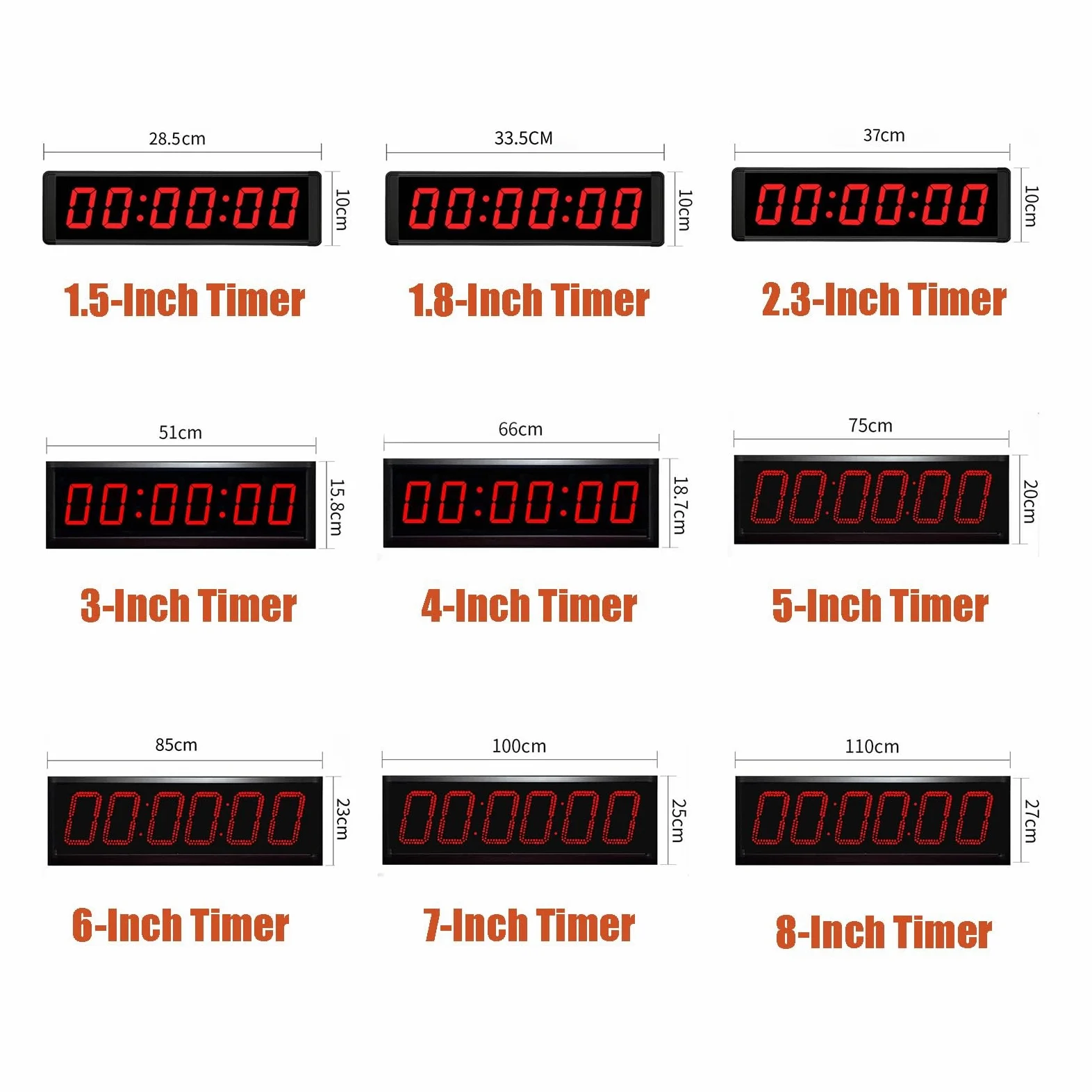 Temporizador de competición de 6 dígitos con botón de cronómetro, temporizador de intervalos de entrenamiento físico, reloj de pared digital LED, ideal for gimnasio, carreras de velocidad ( Size : 5In