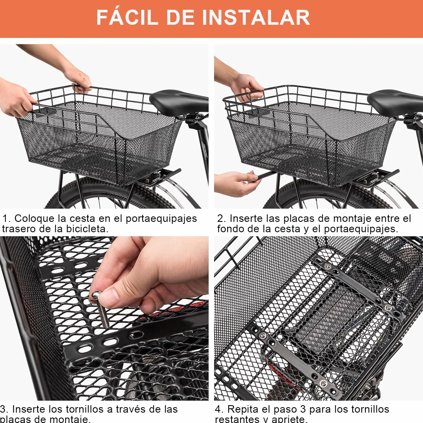 CXWXC Cesta de Bicicleta Trasera con Red de Carga y Forro Grueso para Bicicleta, Bolsa Gruesa para Bicicleta eléctrica