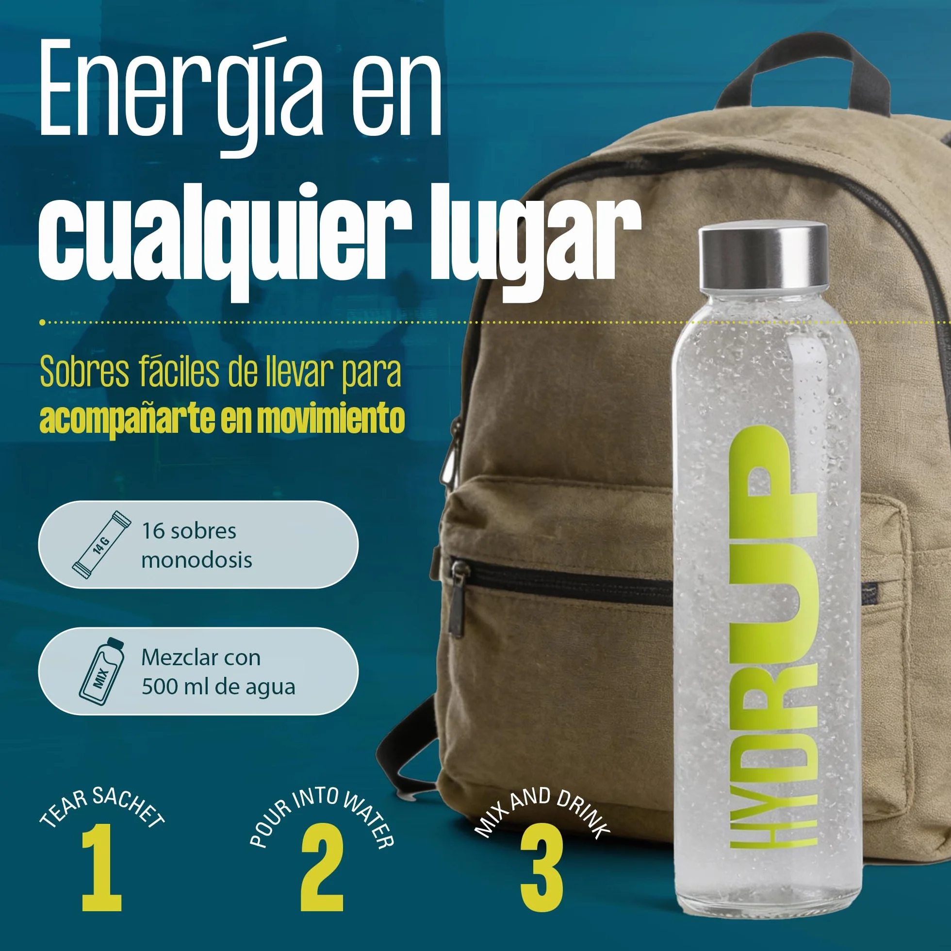 Electrolitos en Polvo 1733 mg - Hidratación Rápida y Energía al Instante, Sales Minerales con Vitaminas B y C, Sabor Lima Limón, 16 Sobres Sin Gluten