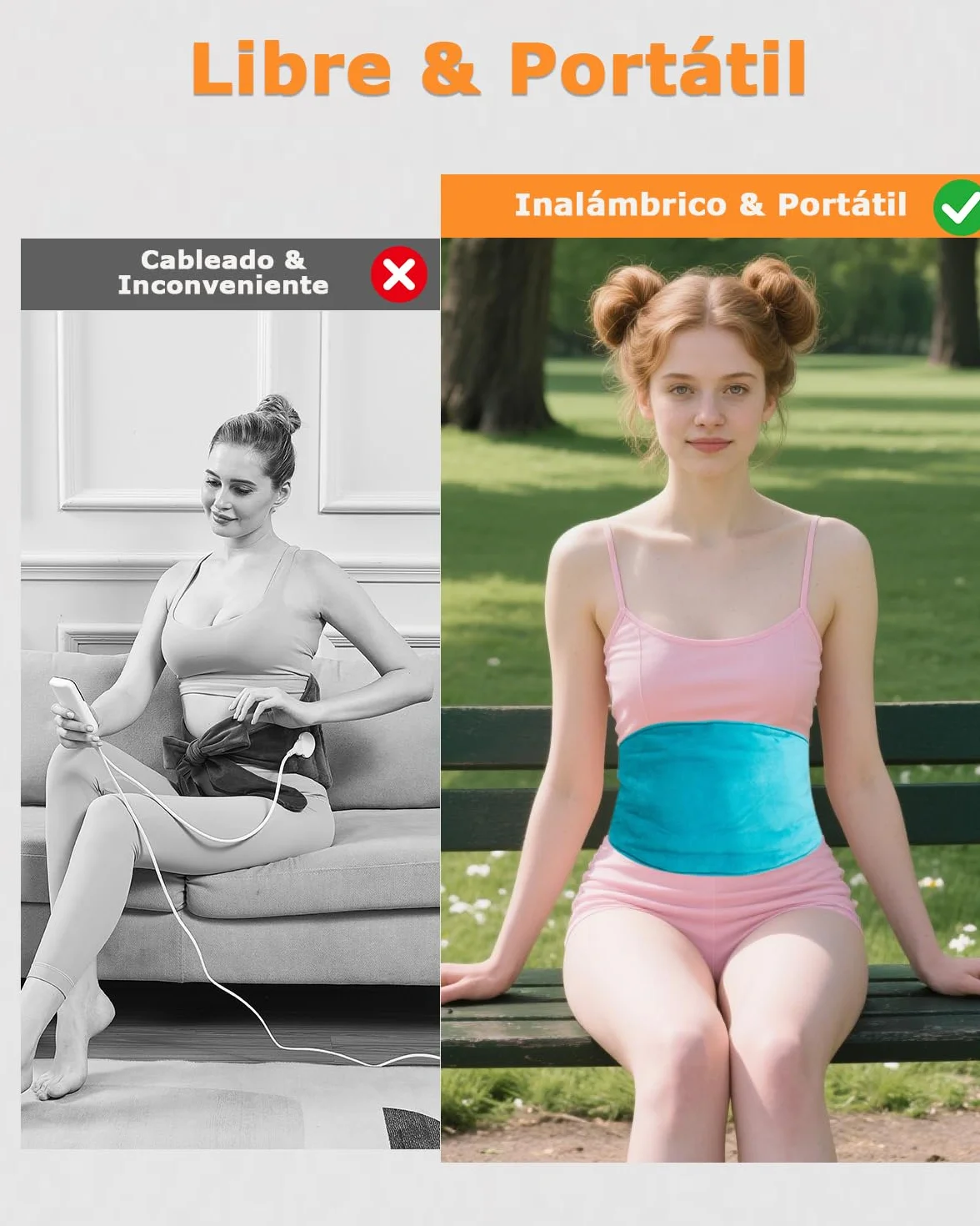 JOBYNA Almohadilla Eléctrica Lumbar, Manta Eléctrica Inalámbrica con Vibración, 5000mAh Masajeador Lumbar, 40-60℃ y 3 Modos de Vibración, Para Aliviar El Dolor la Zona Lumbar, Espalda y Abdominal
