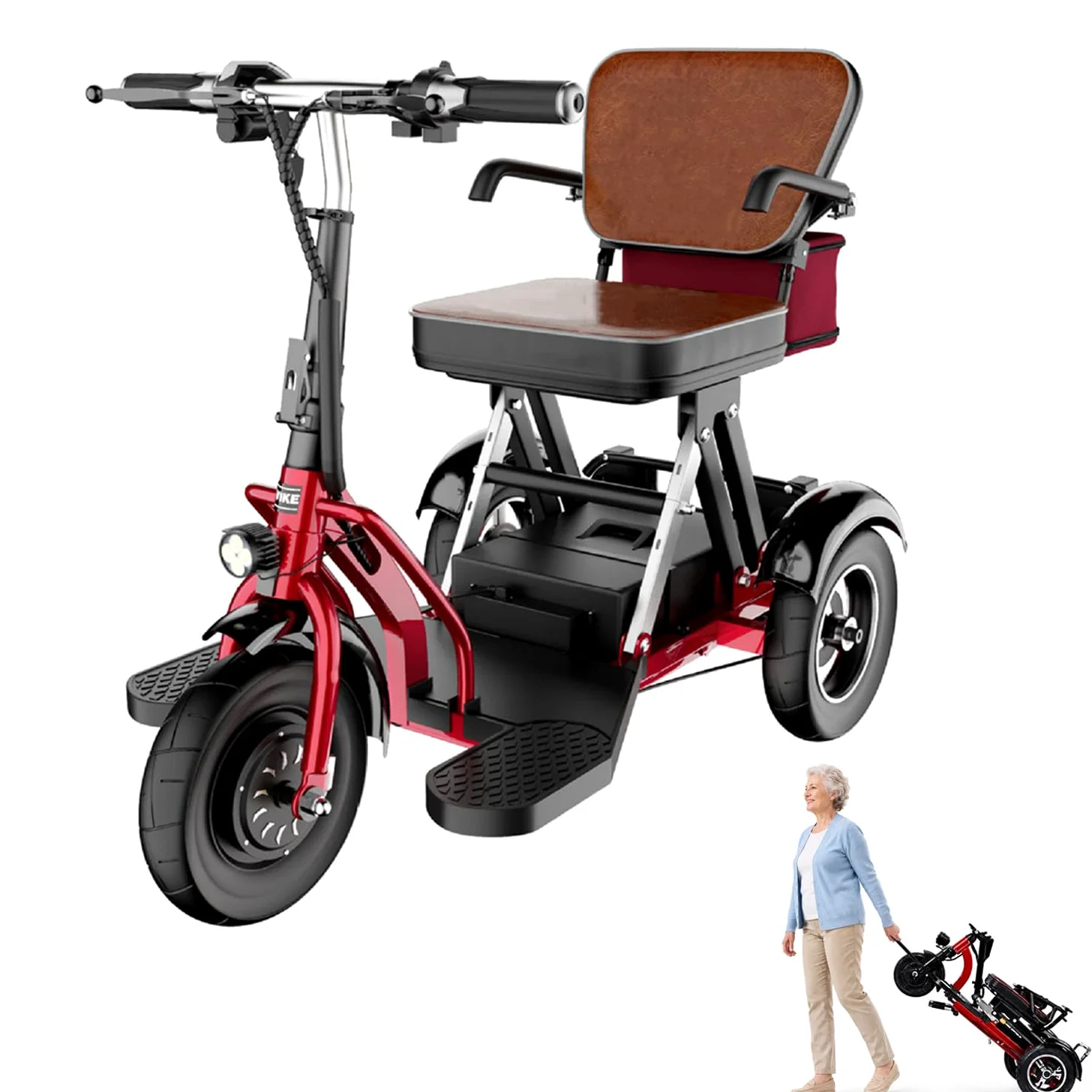 Scooter Eléctrico De Movilidad De 3 Ruedas para Adultos Y Personas Mayores,Batería De 48 V Y 12 Ah, Autonomía De hasta 40 Km, Gran Capacidad De Carga 120 Kg, Diseño Ligero Y Plegable