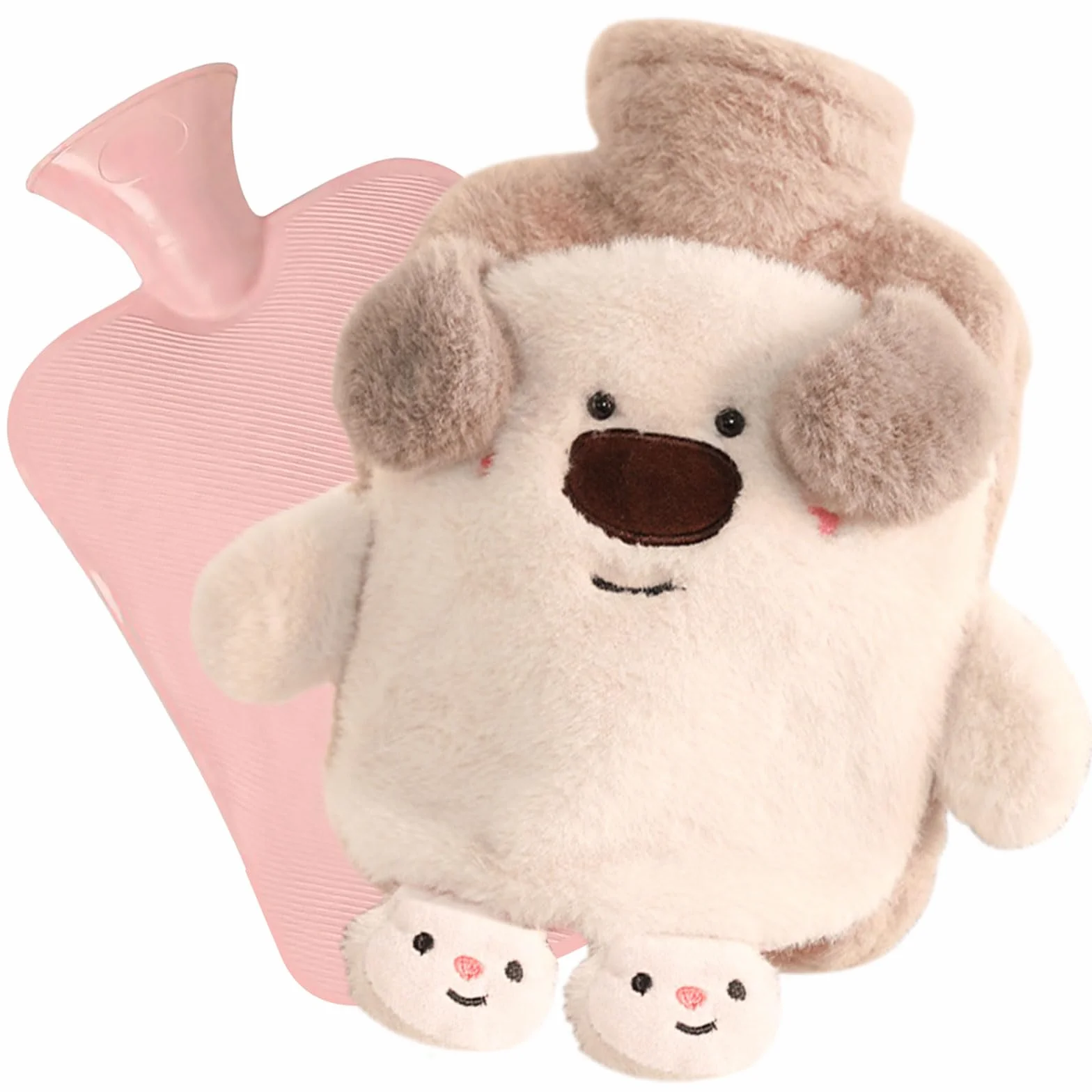 Gran Botella De Agua Caliente Peluche 1L con Funda Desmontable y Contenedor Interior Extraíble para Niños