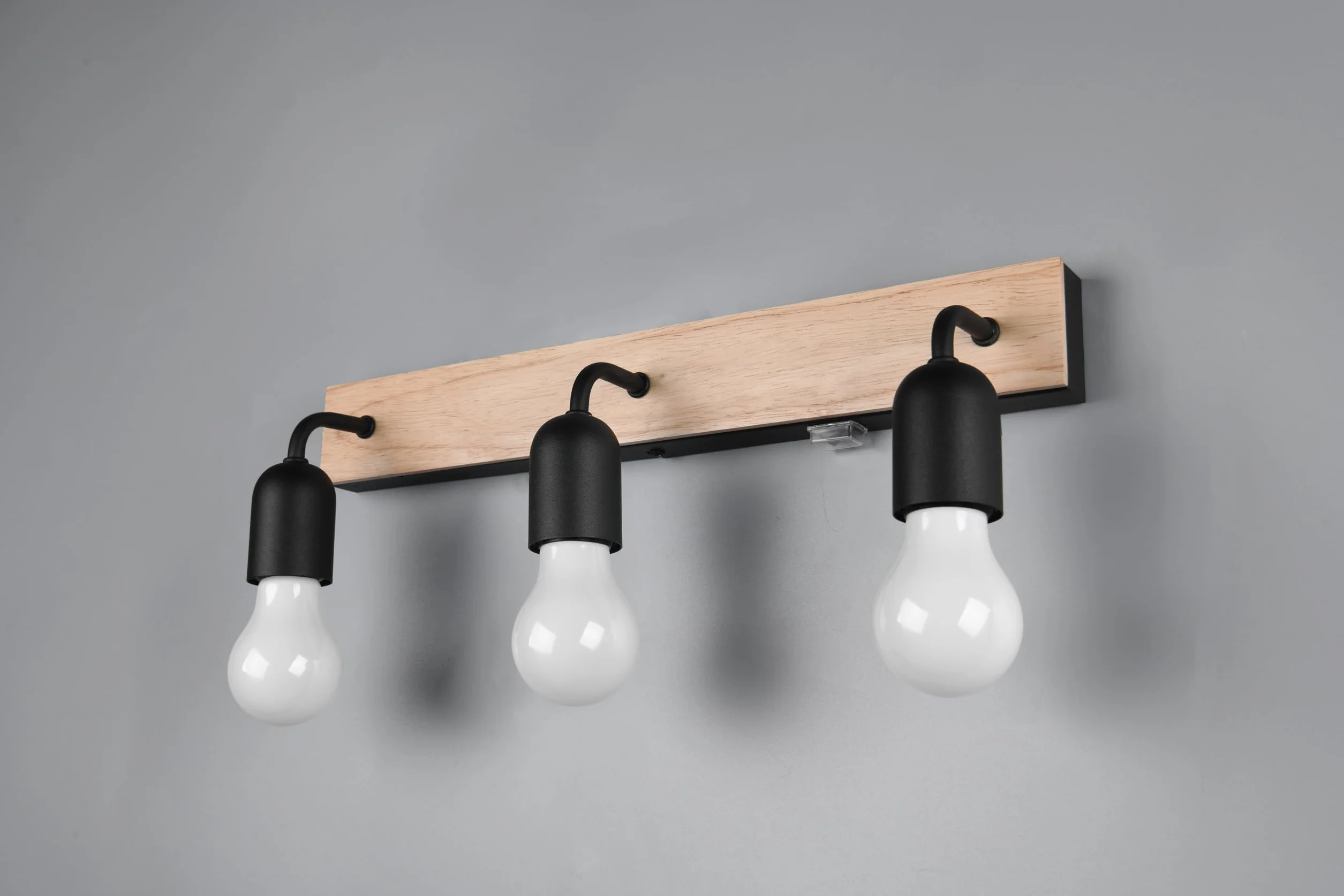 Trio Leuchten Aplique de baño ARTURO 284470332 metal negro mate madera natural E27