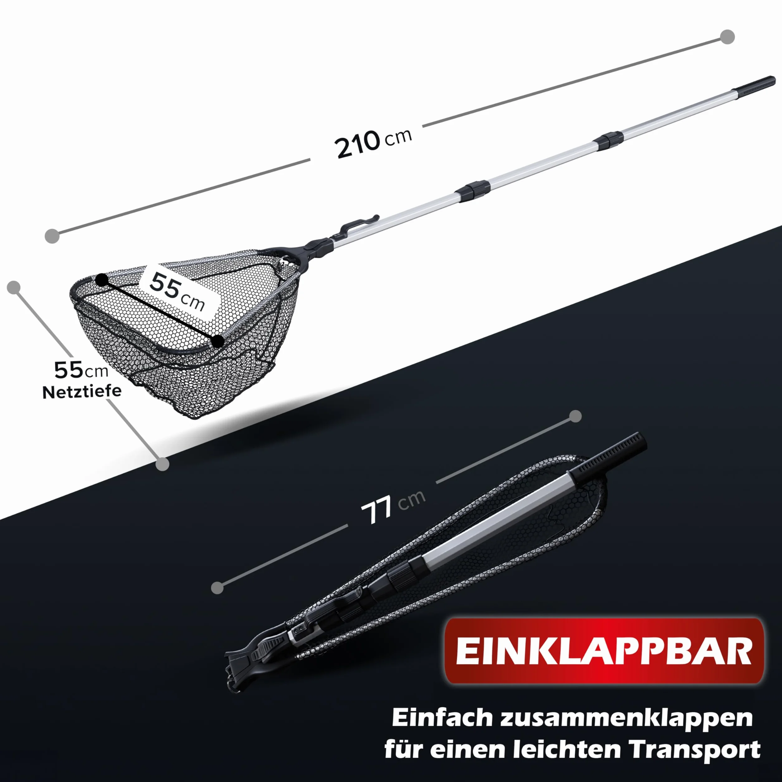 Paradox Fishing Red de pesca de goma telescópica 2,1 m