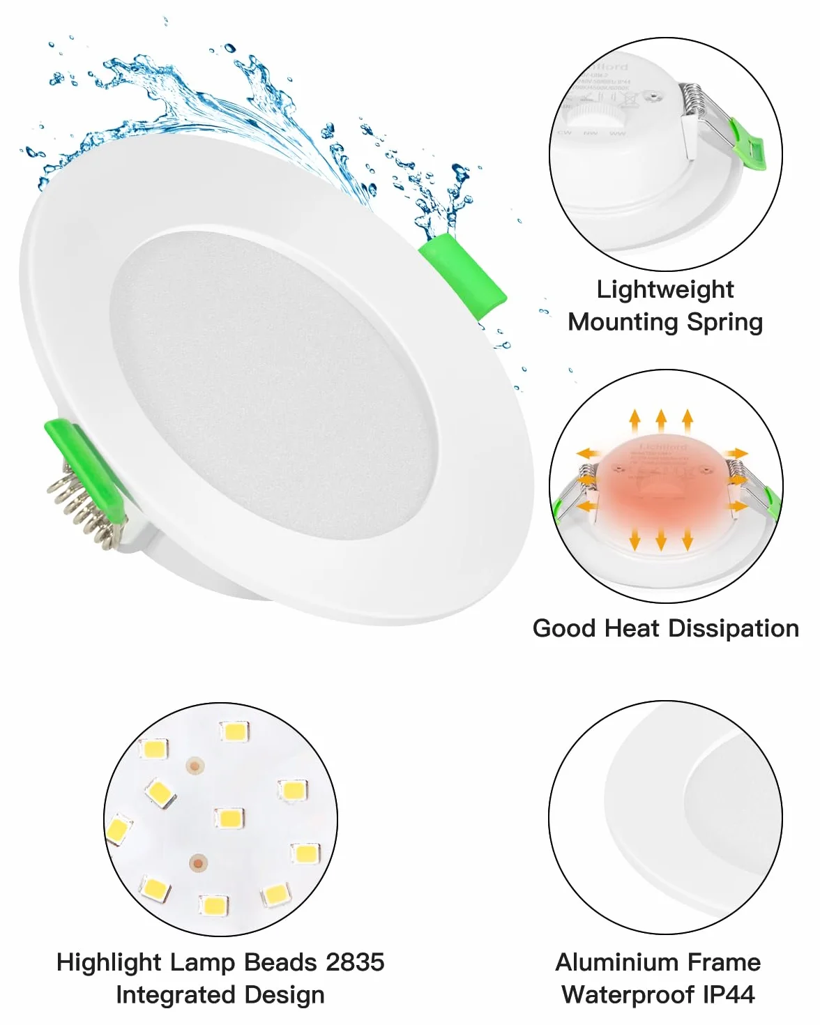 Foco LED empotrable IP44 7W 700lm 2700K-6000K ajustable blanco lote 10 unidades