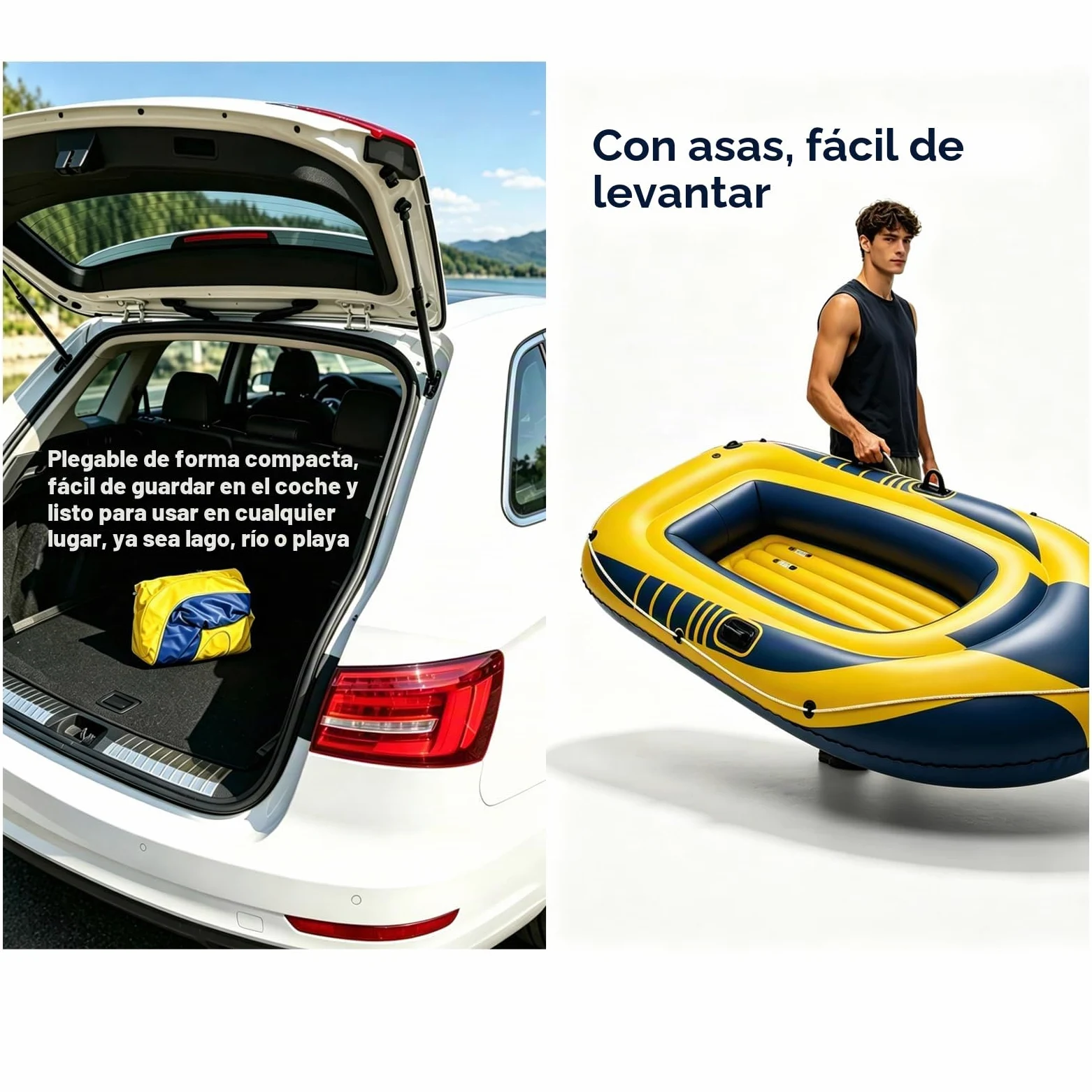 Kayak inflable de 234 cm para adultos – Estable, compacto y ligero, ideal para actividades de ocio en el agua, mares o fluviales