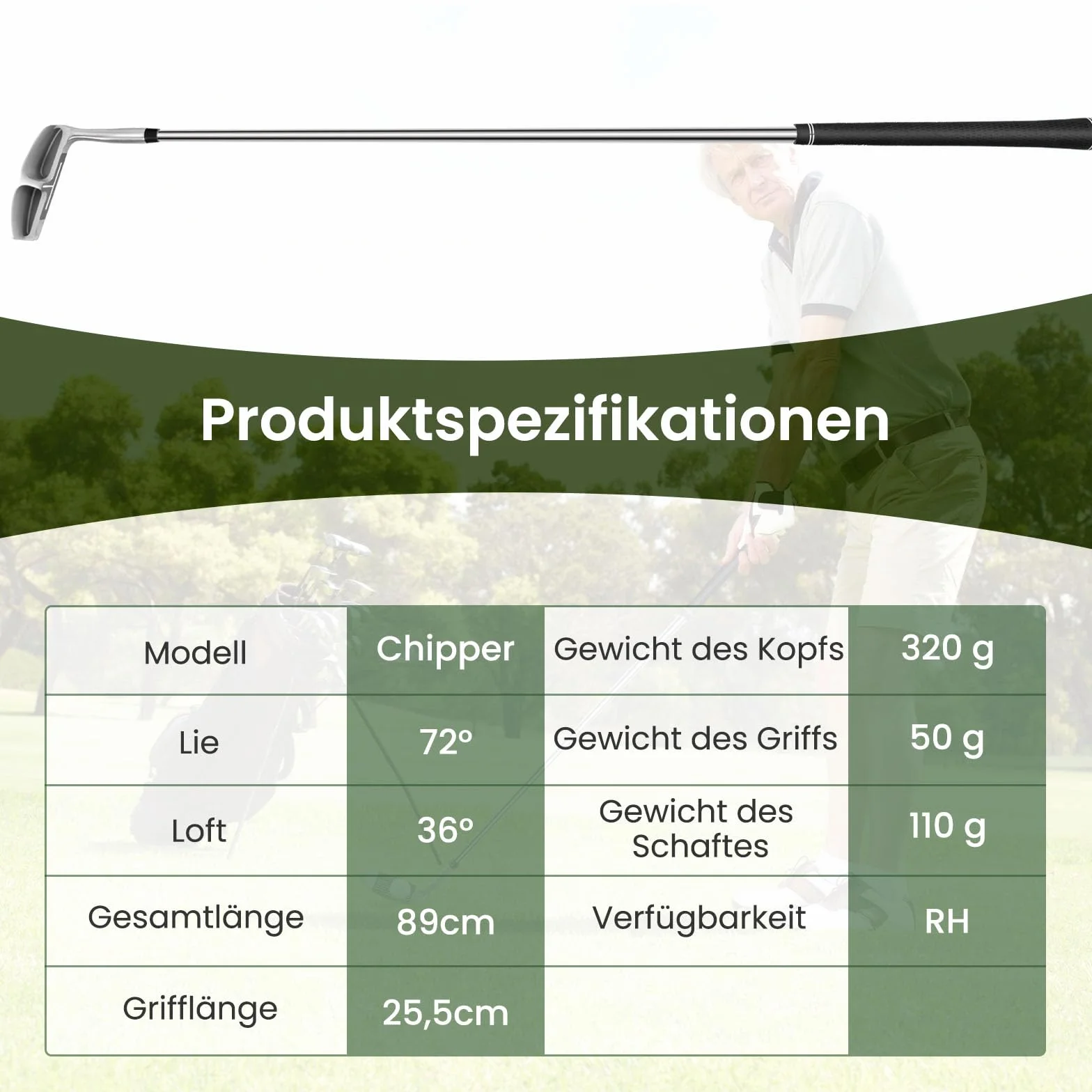 GOPLUS Golf Club Chipper, Cuña de Lanzamiento y Astillado para Diestros de 36 Grados para Hombres y Mujeres, Palo de Golf Corta Golpes de su Juego Corto, 89 cm