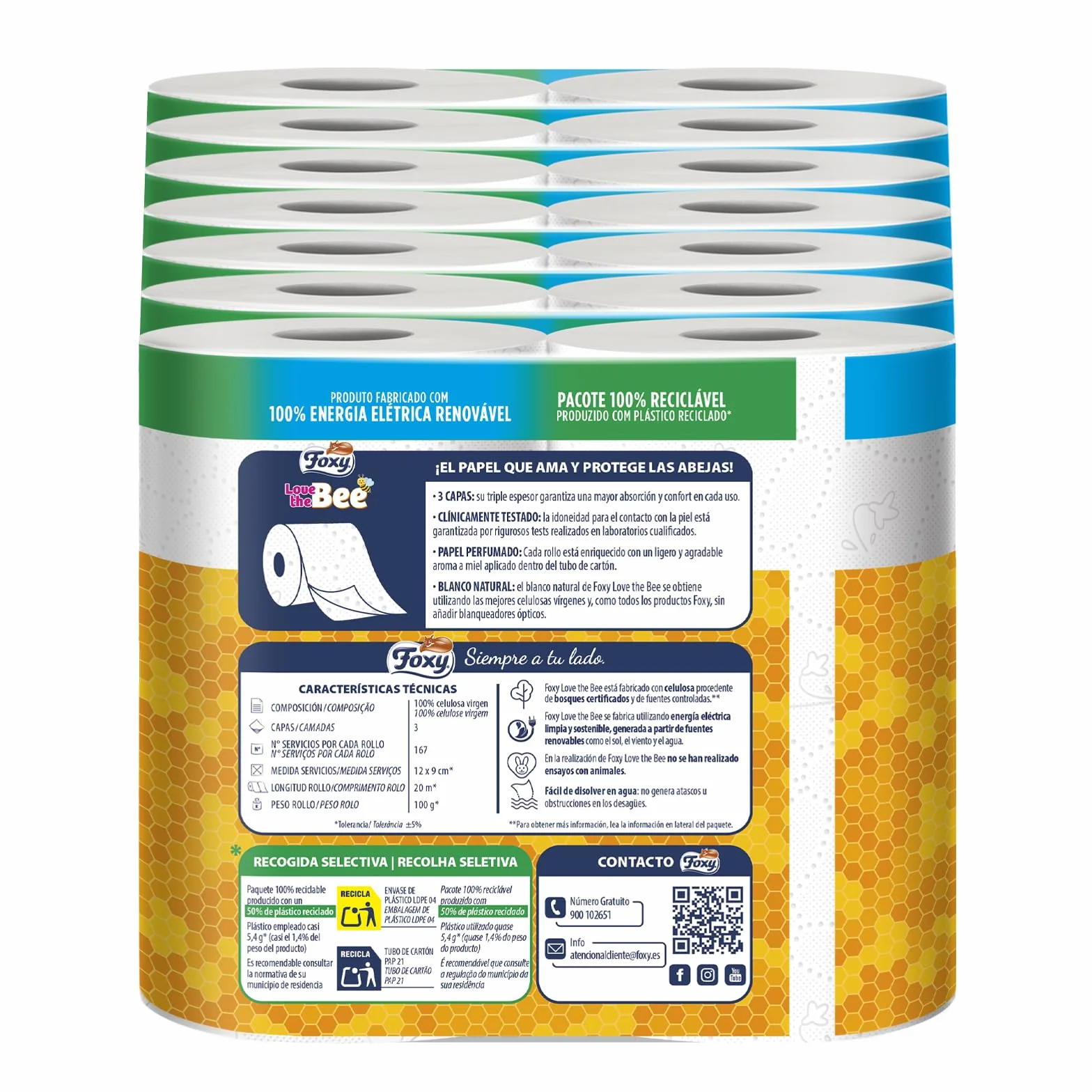 Papel higiénico 28 rollos 3 capas FSC 100% Energía renovable
