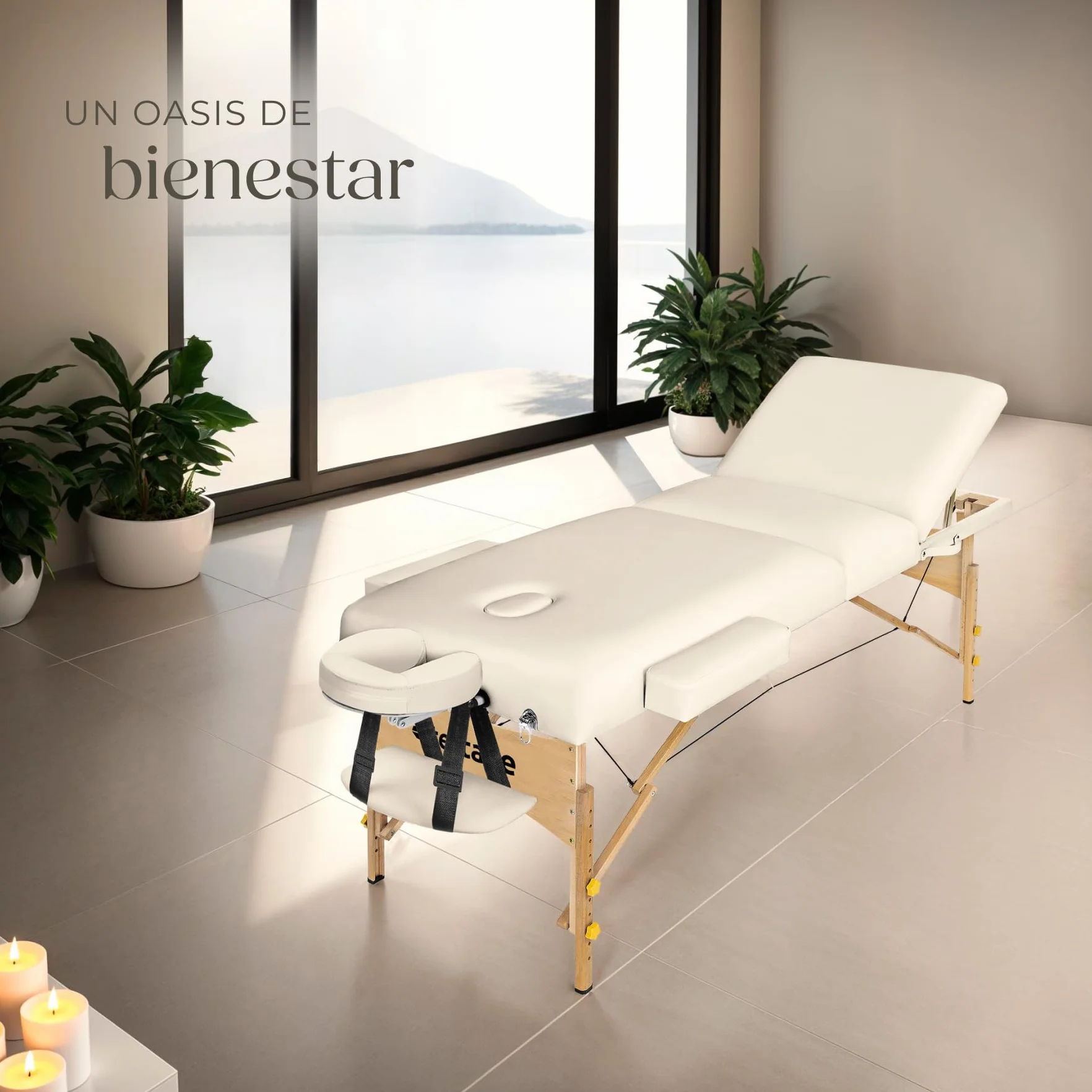 Camilla Masaje Plegable Portátil Ajustable 250kg Acolchado 7,5cm Beige