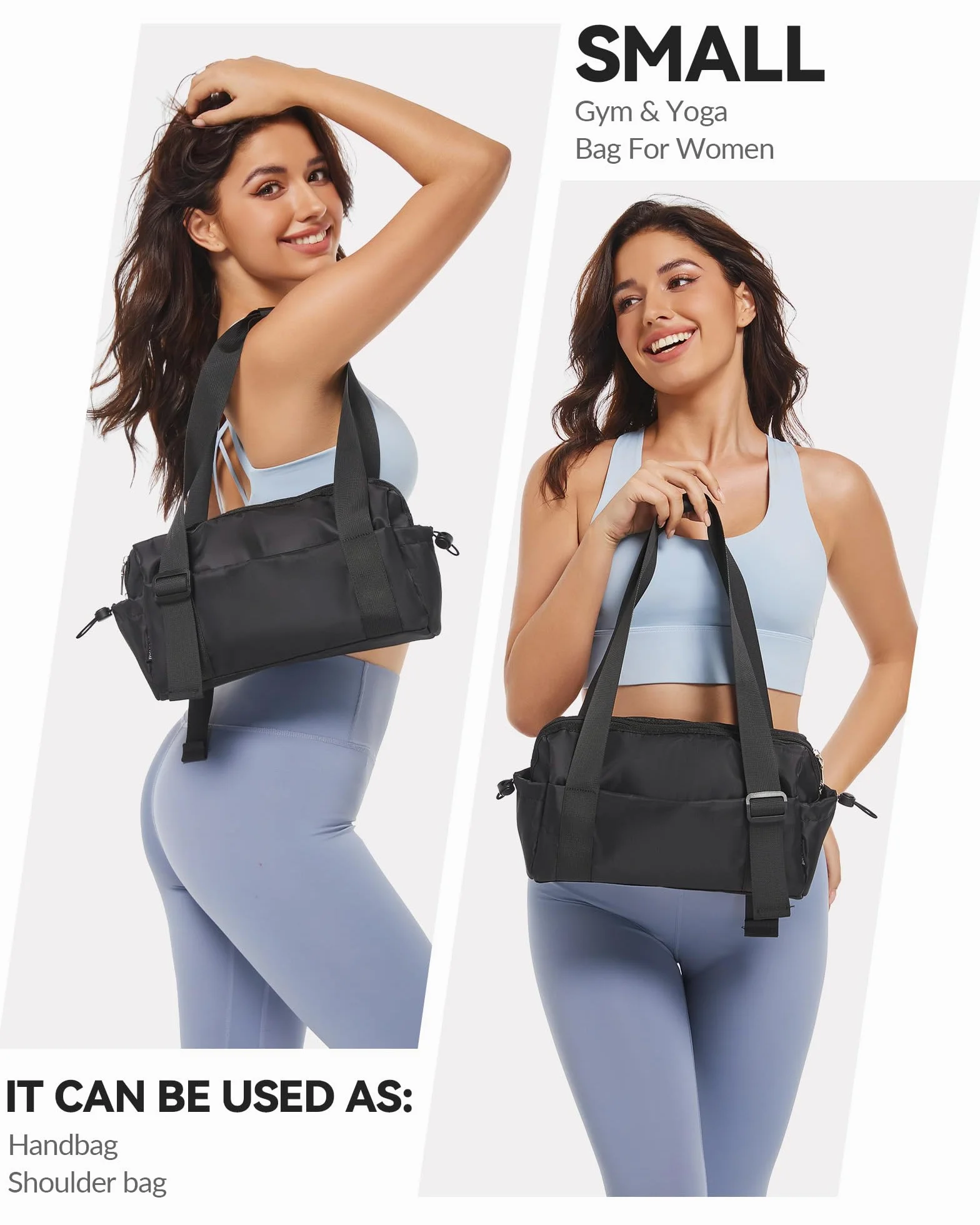 Pequeña bolsa de gimnasio para mujer, mini bolsa de lona rosa con bolsillo húmedo, ligera, impermeable, bonita bolsa de mano para niñas, entrenamiento, deportes, viajes