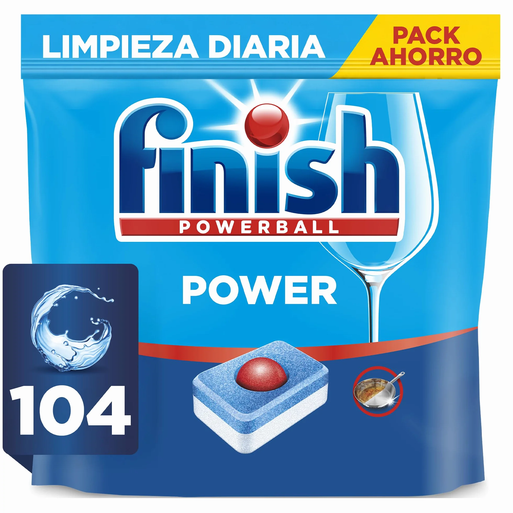 Finish Powerball Power All in 1 Pastillas para el lavavajillas Pack ahorro 104