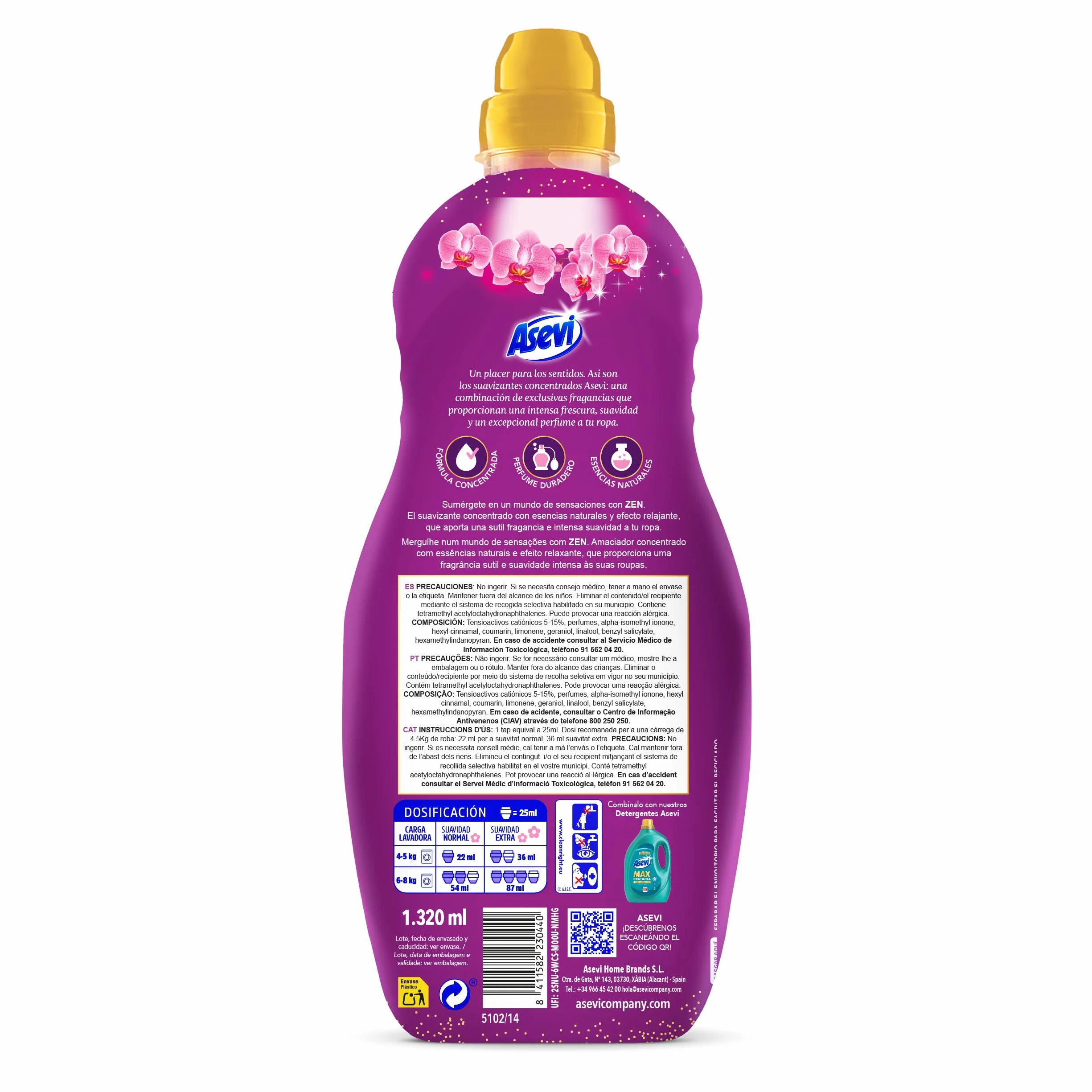 Suavizante Concentrado Asevi Sensation Zen 1320 ml 60 dosis
