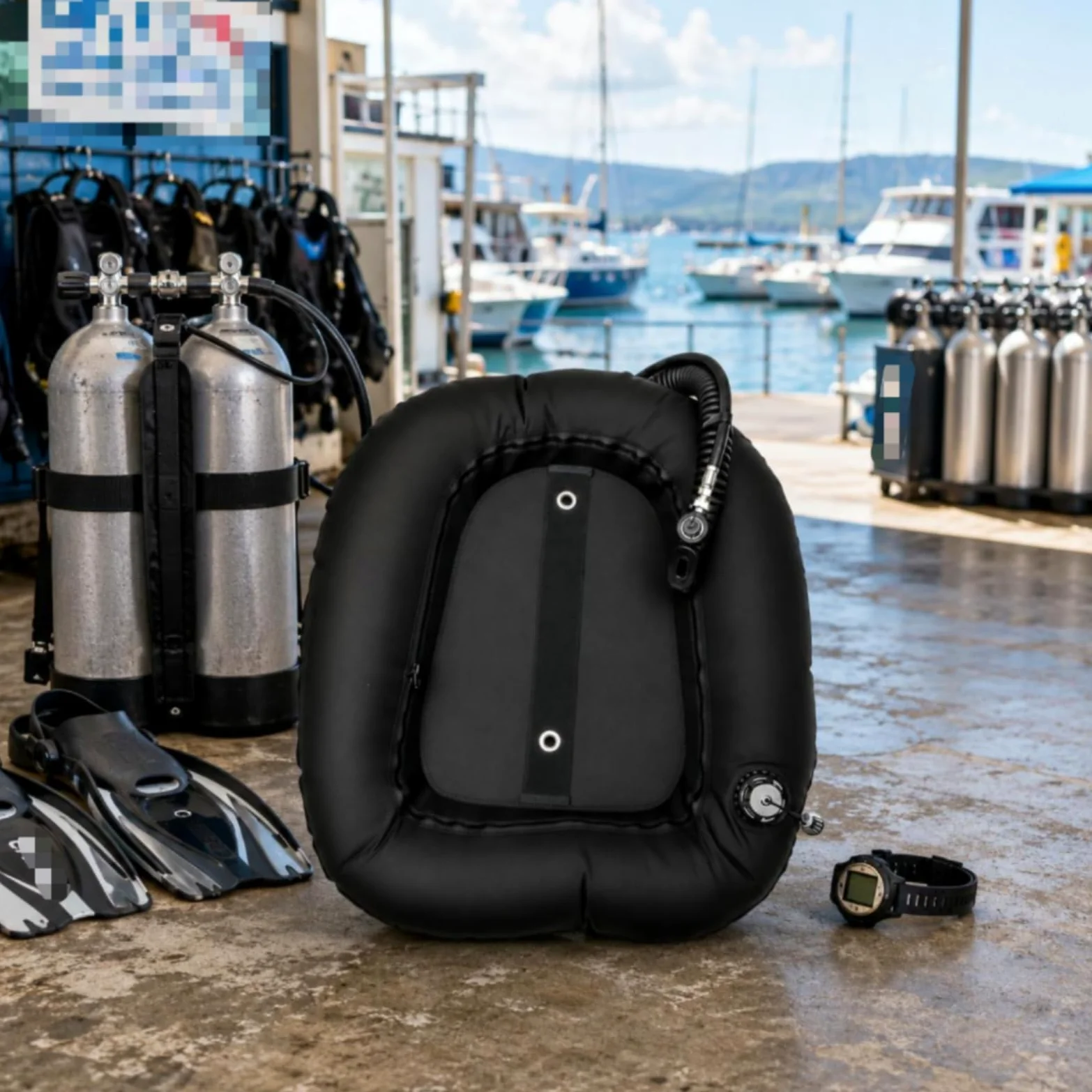 Chaleco de Flotabilidad para Buceo Compensador de Flotabilidad Trasera Vejiga para Doble Tanque EPDM 14 Pulgadas Diseño Organizado Adecuado para