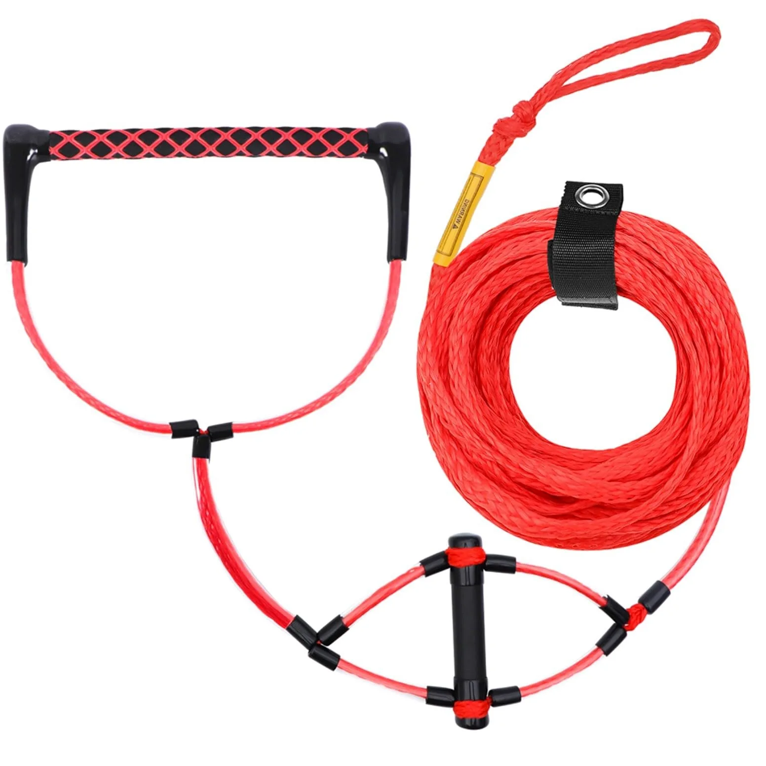 Cuerda de wakeboard ajustable de 75 pies, para línea de esquí acuático resistente con mango de EVA antideslizante, cuerda de remolque de tubo flotante para principiantes y