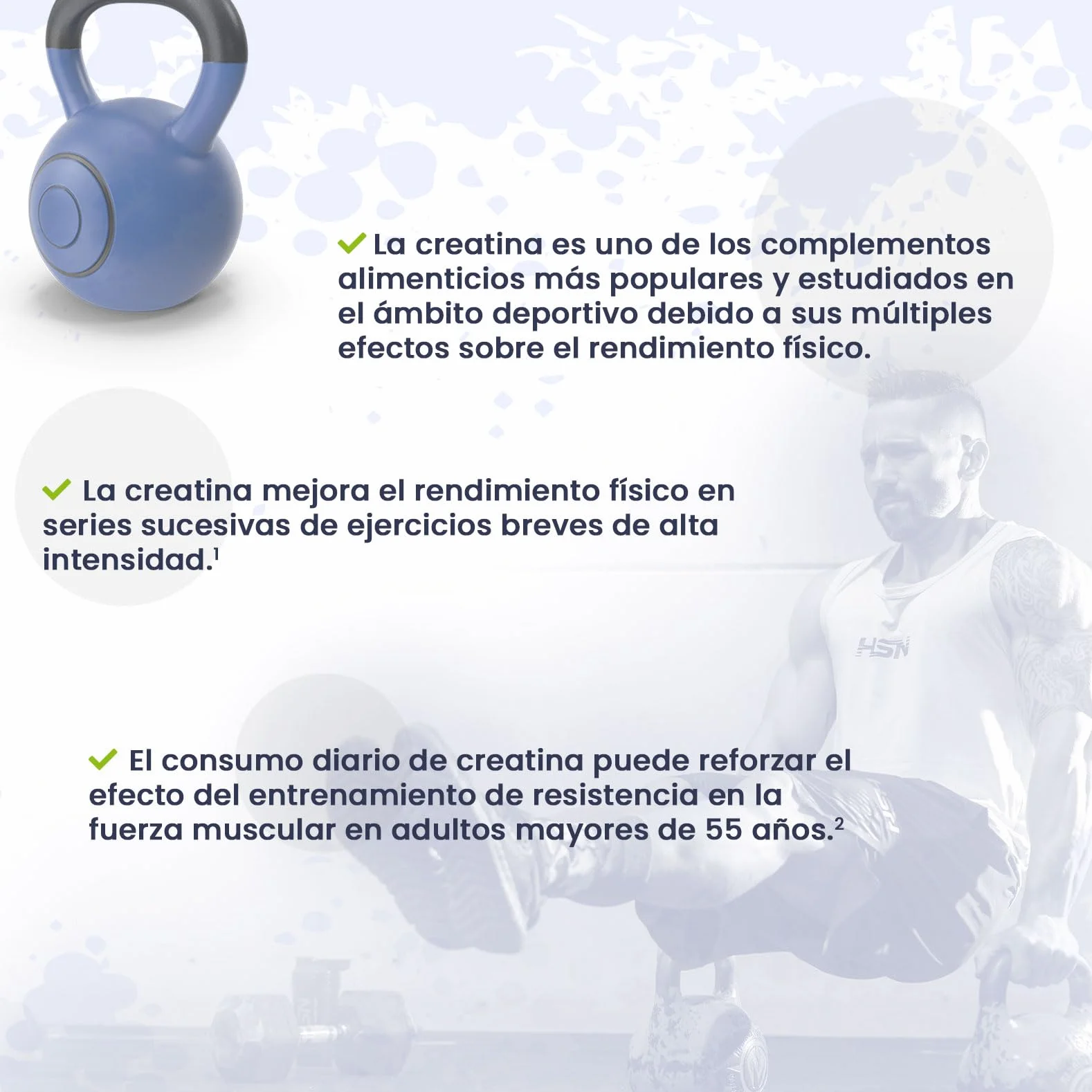 HSN Creatina 100% CREAPURE® Cápsulas 120 Unidades 40 Servicios Monohidrato de Creatina Micronizada Vegano Sin Gluten