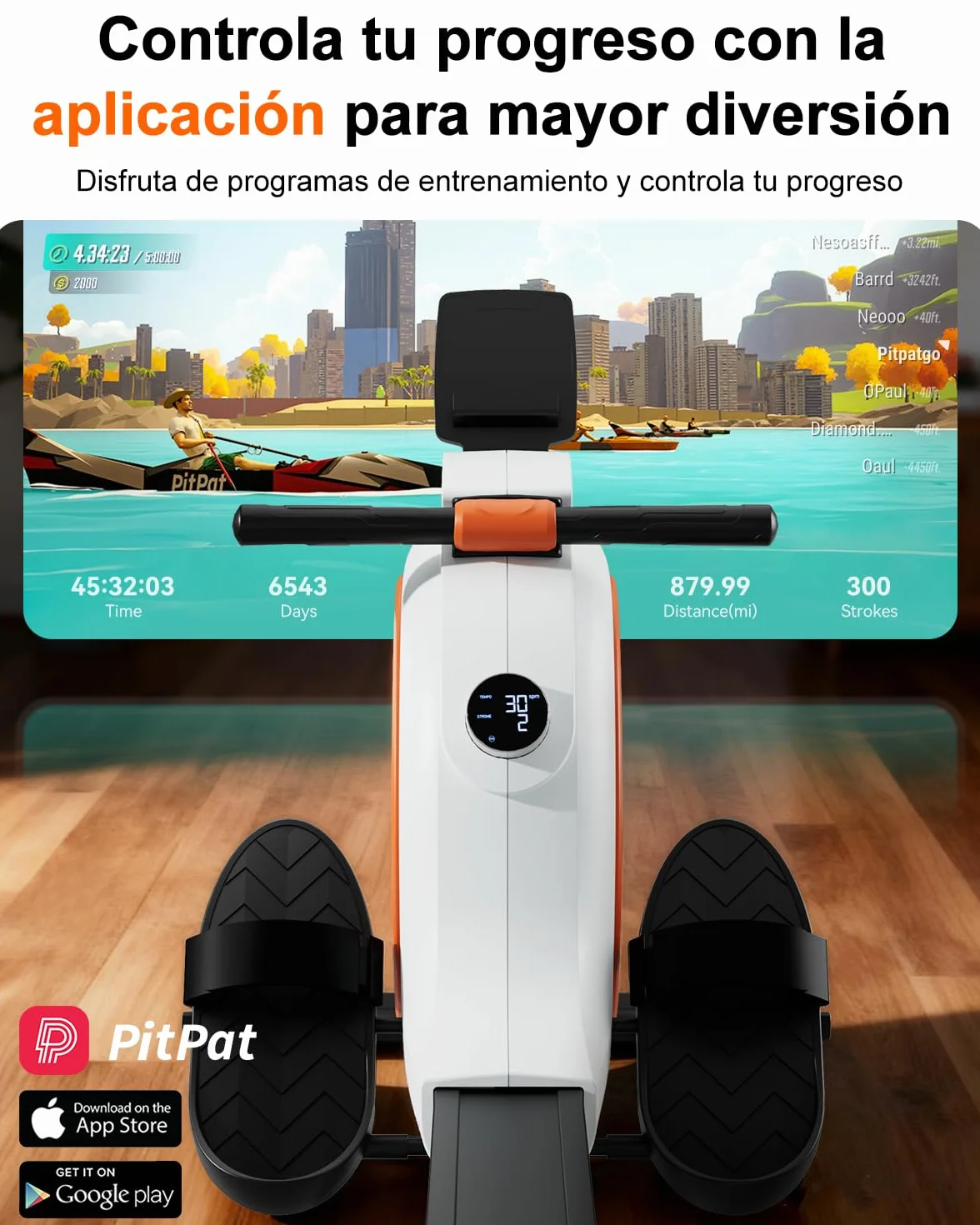 Superun Máquina de Remo magnética para casa, con 32 Niveles de Resistencia, aplicación de Control de Remo Profesional para casa con Pantalla LCD